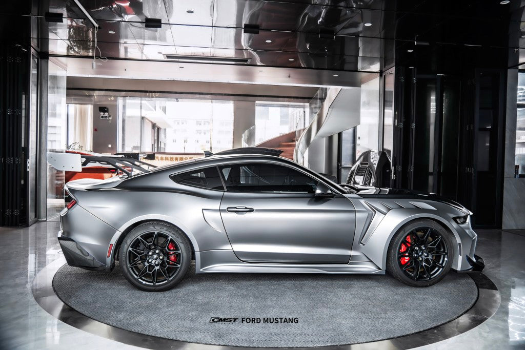 Ford Mustang S650 2.3 Ecoboost 5.0 GT Dark Horse 2024-ON with Aftermarket Parts - GTD Style Side Skirts Carbon Fiber / FRP from CMST Tuning