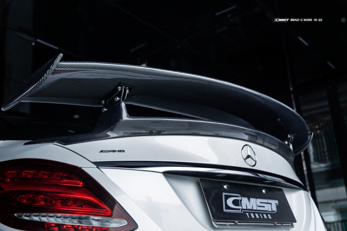 Mercedes Benz C-Class C63s C63 C43 C400 C300 W205 2015 2016 2017 2018 2019 2020 2021 with Aftermarket Parts - GTR Style Rear Spoiler Carbon Fiber / FRP from & CMST Tuning