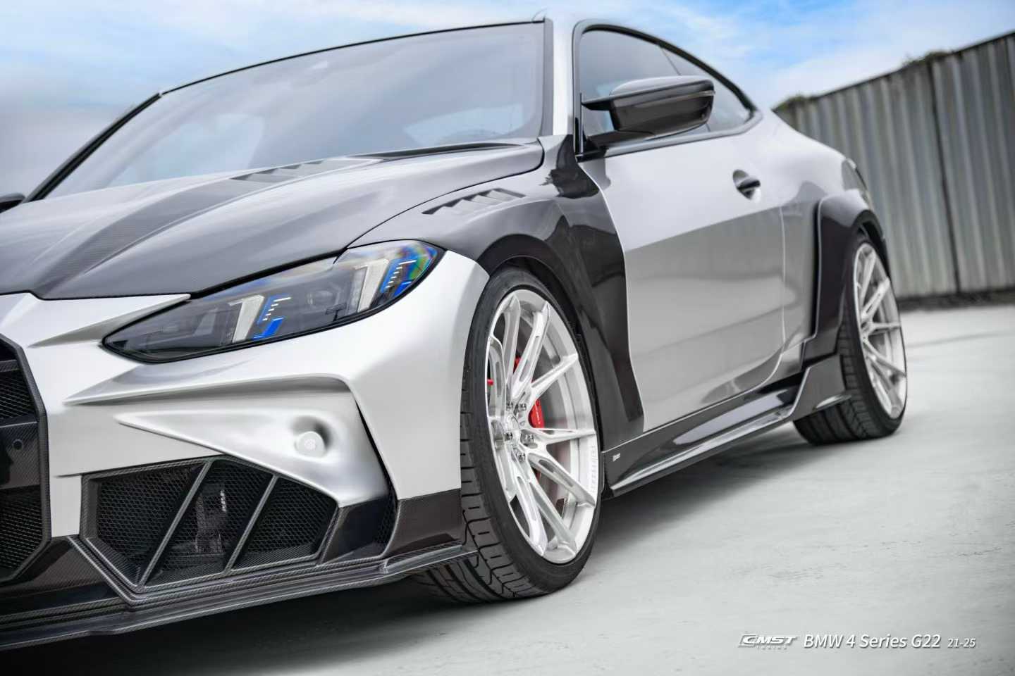 BMW 4 Series M440 430 G22 G23 2020-ON (Sport Version Only) with Aftermarket Parts - HORIZON Side Skirts Dry Pre-preg Carbon Fiber / FRP from CMST Tuning