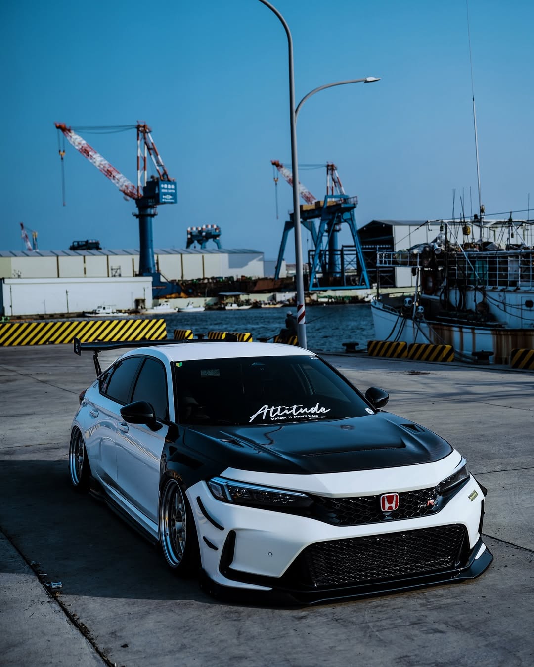 Honda Civic Type-R FL5 2023 2024 with Aftermarket Parts - V1 Hood Bonnet Carbon Fiber from CMST Tuning