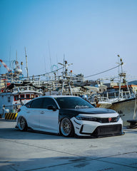 Honda Civic Type-R FL5 2023 2024 with Aftermarket Parts - V1 Hood Bonnet Carbon Fiber from CMST Tuning