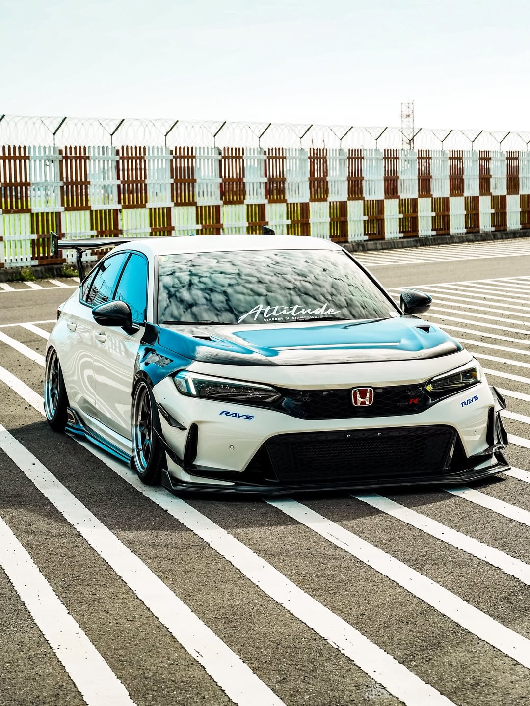 Honda Civic Type-R FL5 2023 2024 with Aftermarket Parts - V1 Hood Bonnet Carbon Fiber from CMST Tuning