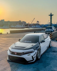 Honda Civic Type-R FL5 2023 2024 with Aftermarket Parts - V1 Hood Bonnet Carbon Fiber from CMST Tuning
