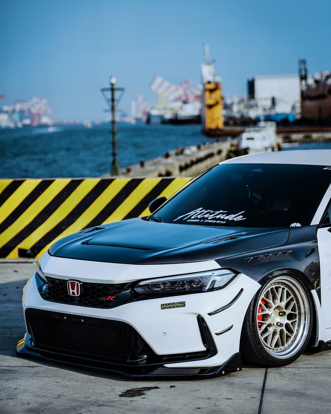 Honda Civic Type-R FL5 2023 2024 with Aftermarket Parts - V1 Hood Bonnet Carbon Fiber from CMST Tuning