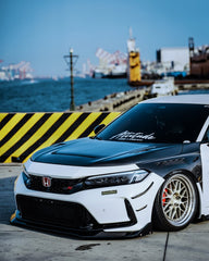 Honda Civic Type-R FL5 2023 2024 with Aftermarket Parts - V1 Hood Bonnet Carbon Fiber from CMST Tuning