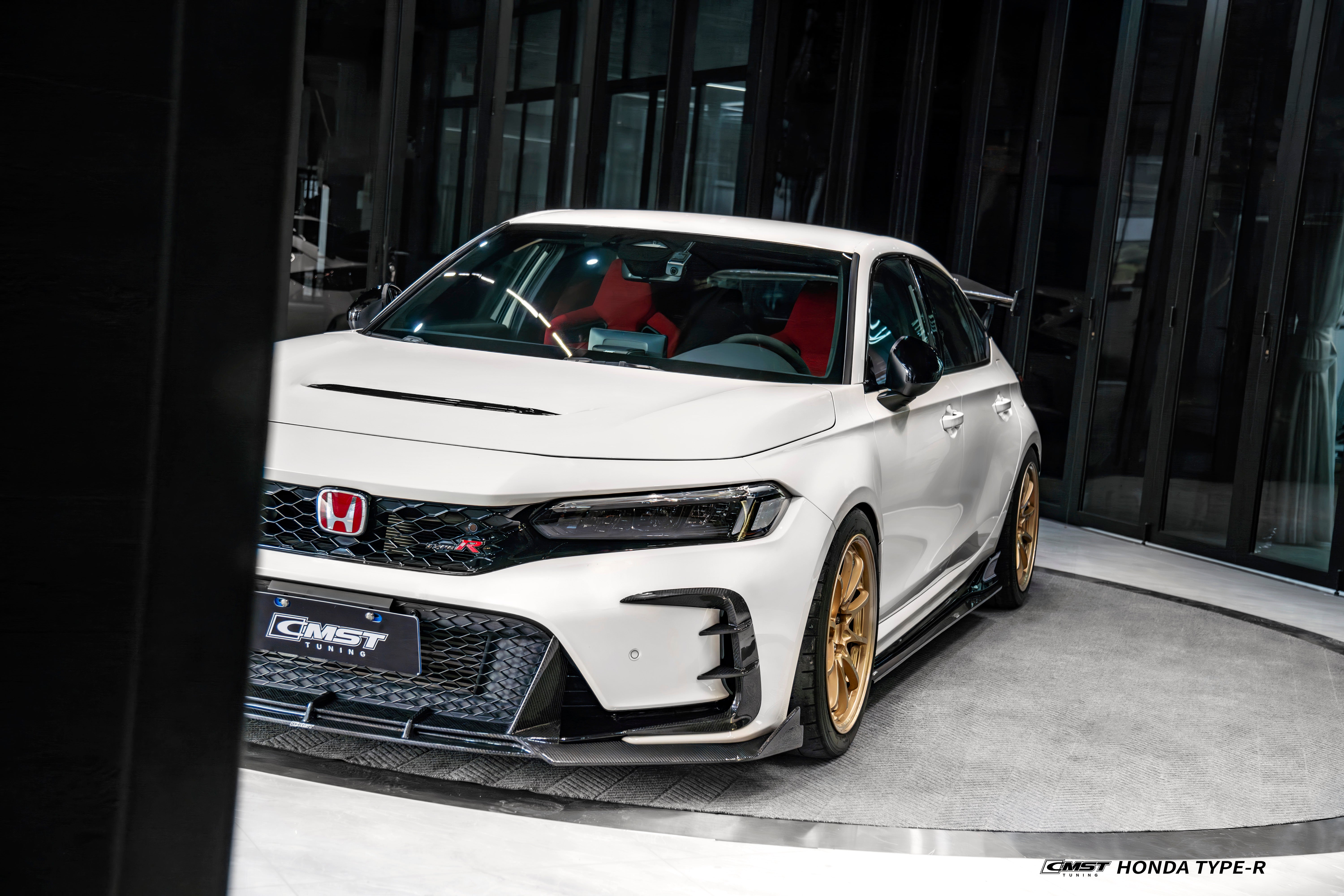 Honda Civic Type-R FL5 2023-ON with Aftermarket Parts - V2 Front Lip Dry Pre-preg Carbon Fiber / FRP from CMST Tuning