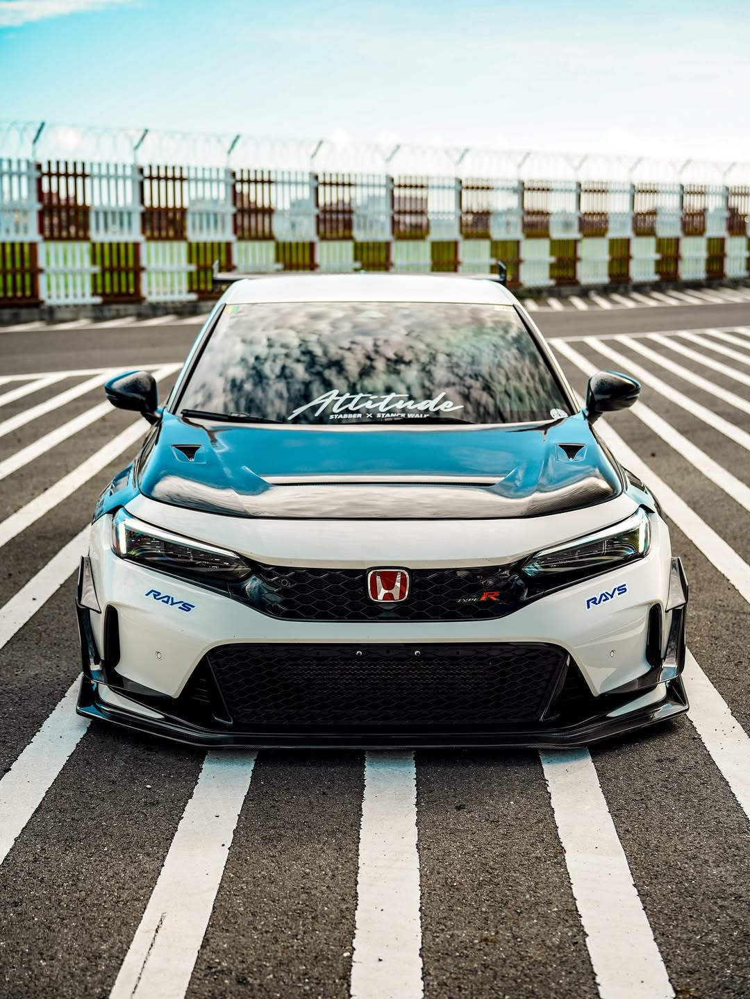 Honda Civic Type-R FL5 2023 2024 with Aftermarket Parts - V1 Hood Bonnet Carbon Fiber from CMST Tuning