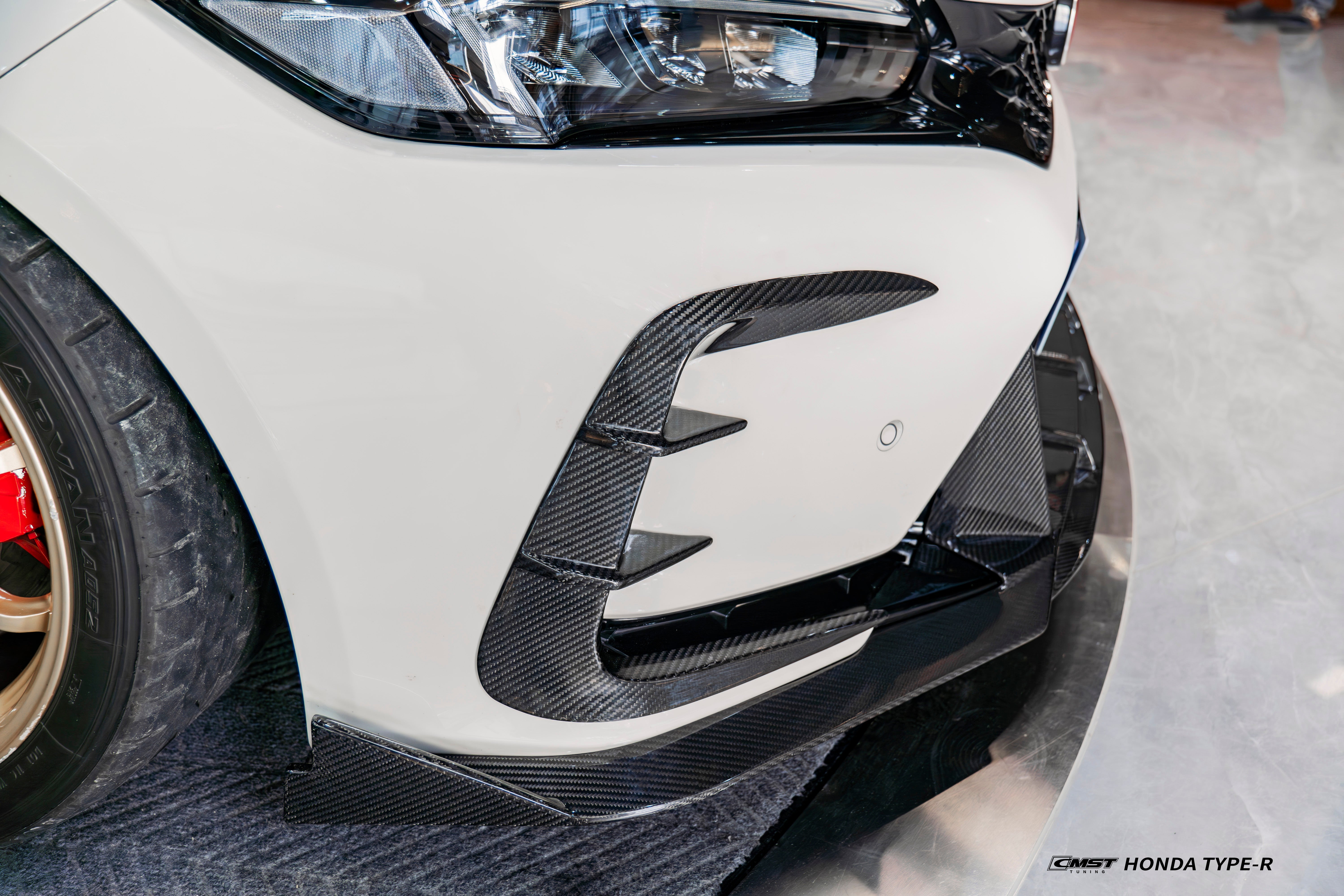 Honda Civic Type-R FL5 2023-ON with Aftermarket Parts - V2 Upper Valences Dry Pre-preg Carbon Fiber / FRP from CMST Tuning
