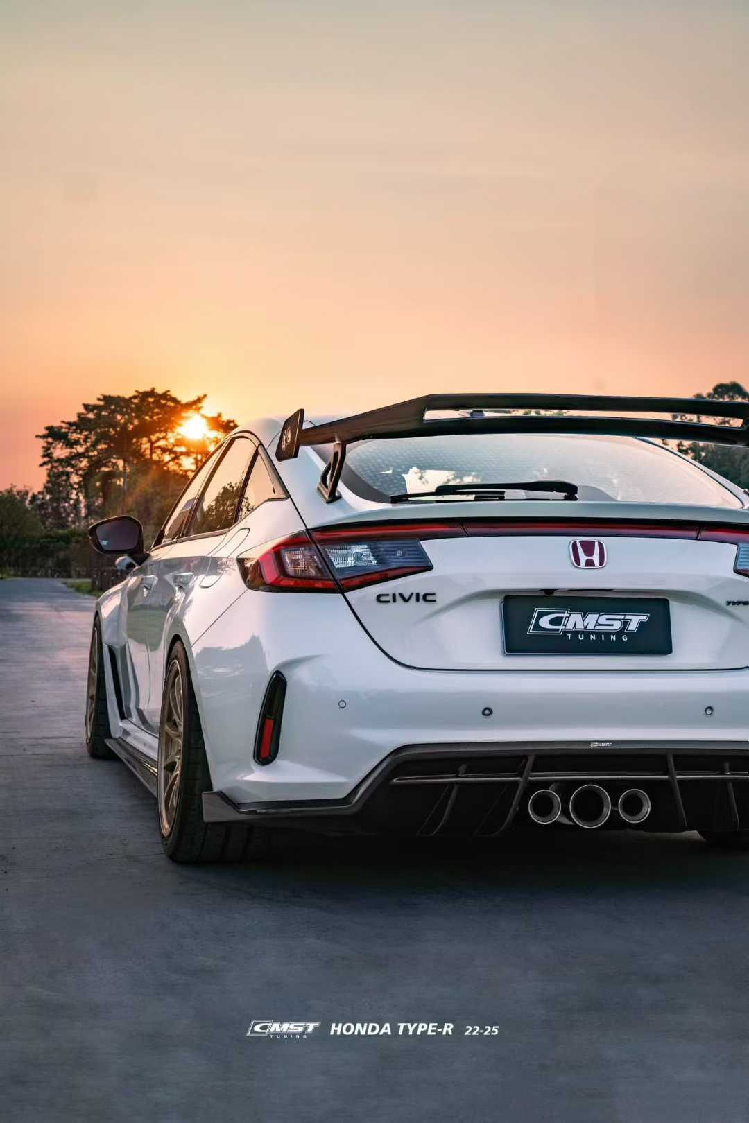 Honda Civic Type-R FL5 2023-ON with Aftermarket Parts - V2 Rear Diffuser Dry Pre-preg Carbon Fiber / FRP from CMST Tuning