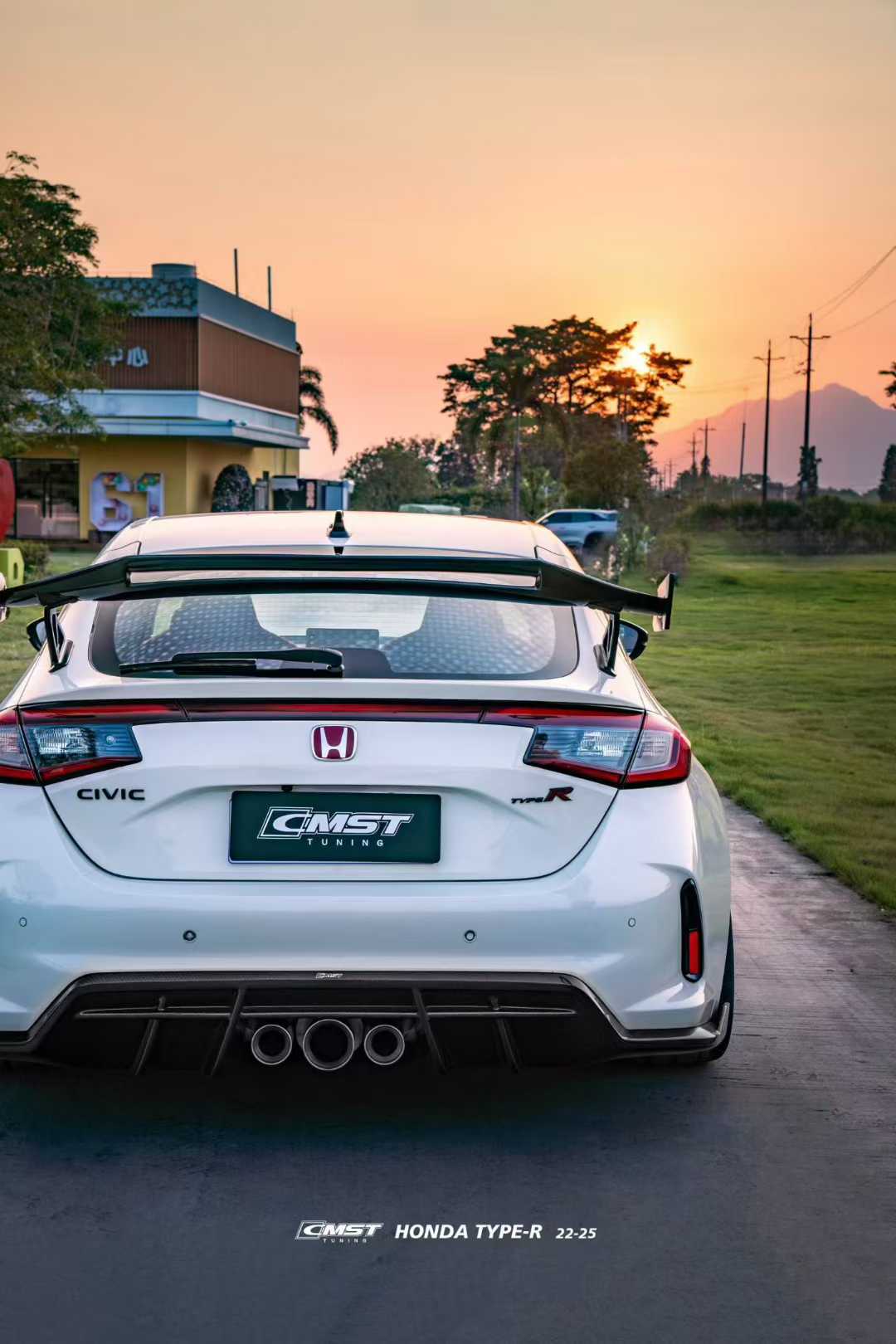 Honda Civic Type-R FL5 2023-ON with Aftermarket Parts - V2 Rear Diffuser Dry Pre-preg Carbon Fiber / FRP from CMST Tuning