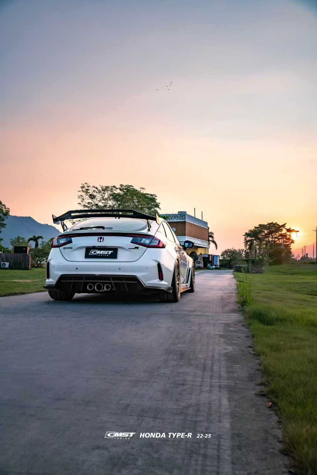 Honda Civic Type-R FL5 2023-ON with Aftermarket Parts - V2 Rear Diffuser Dry Pre-preg Carbon Fiber / FRP from CMST Tuning