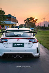 Honda Civic Type-R FL5 2023-ON with Aftermarket Parts - V2 Rear Spoiler Dry Pre-preg Carbon Fiber / FRP from CMST Tuning