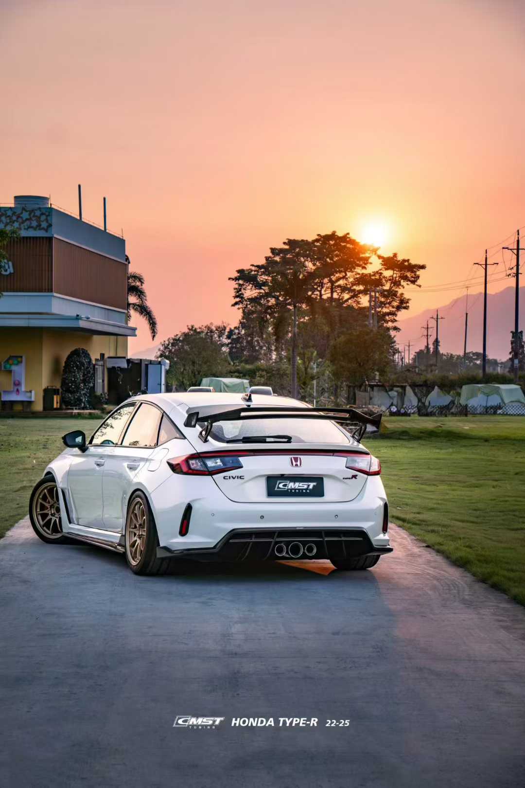 Honda Civic Type-R FL5 2023-ON with Aftermarket Parts - V2 Side Skirts Dry Pre-preg Carbon Fiber / FRP from CMST Tuning