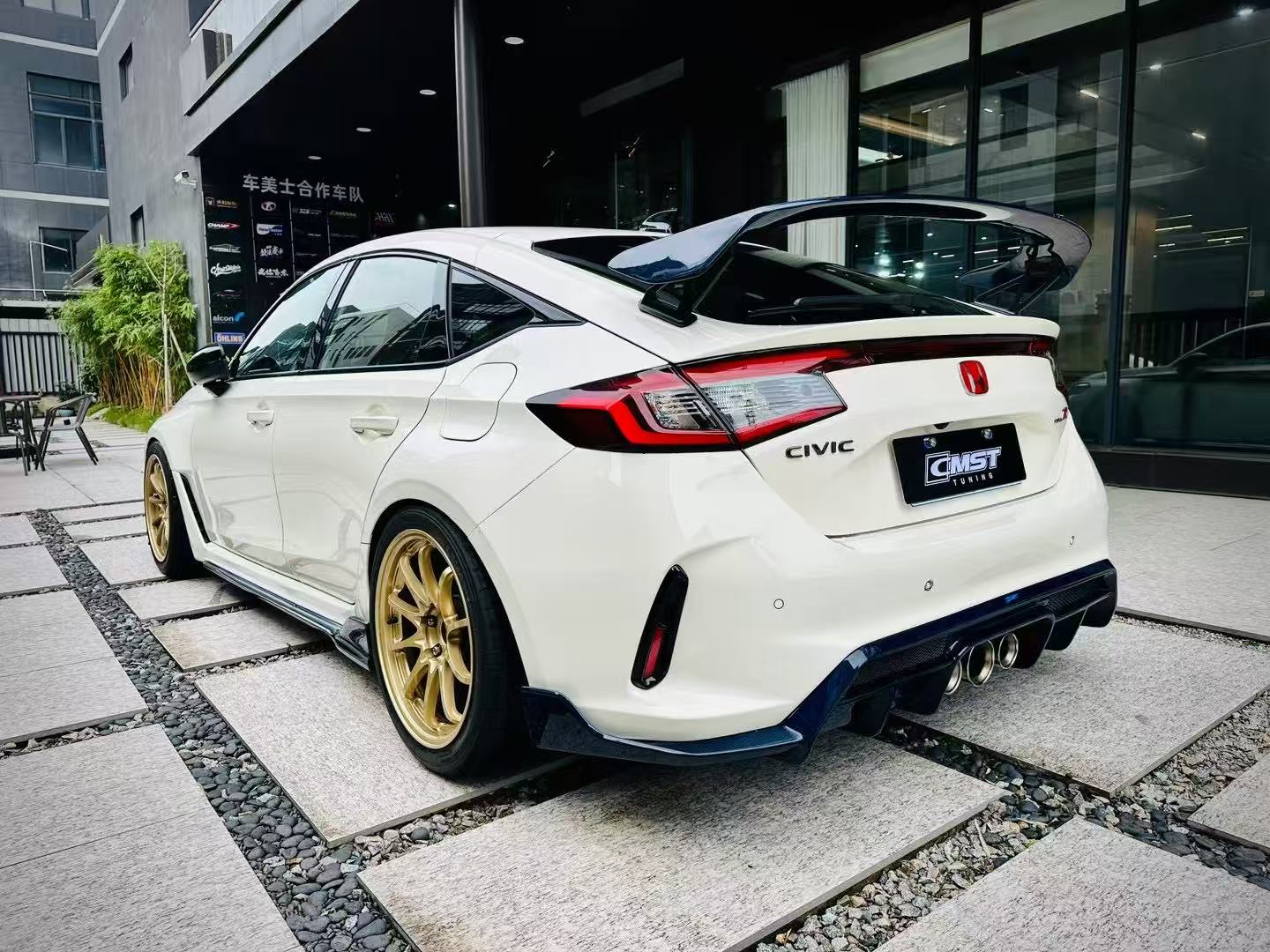 Honda Civic Type-R FL5 2023-ON with Aftermarket Parts - Pre-preg Carbon Fiber/FRP Rear Wing from CMST Tuning