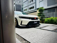 Honda Civic Type-R FL5 2023 2024 with Aftermarket Parts - Front Lip Splitter Pre-preg Carbon Fiber / FRP from CMST Tuning