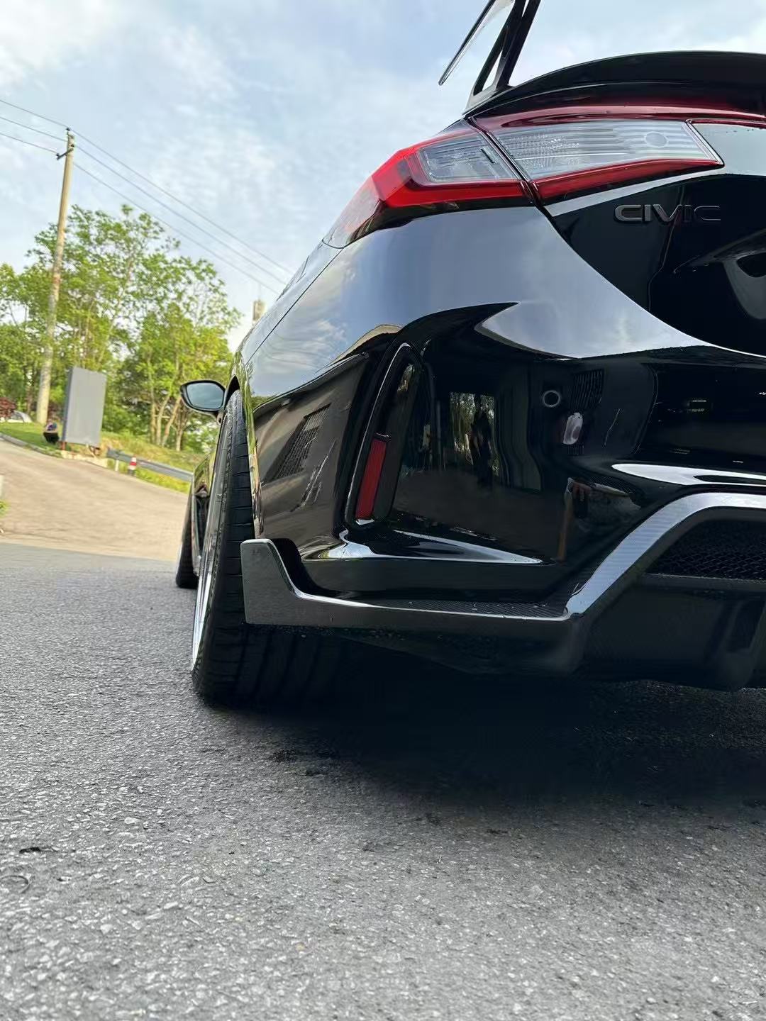 Honda Civic Type-R FL5 2023 2024 with Aftermarket Parts - Rear Diffuser Pre-preg Carbon Fiber / FRP from CMST Tuning