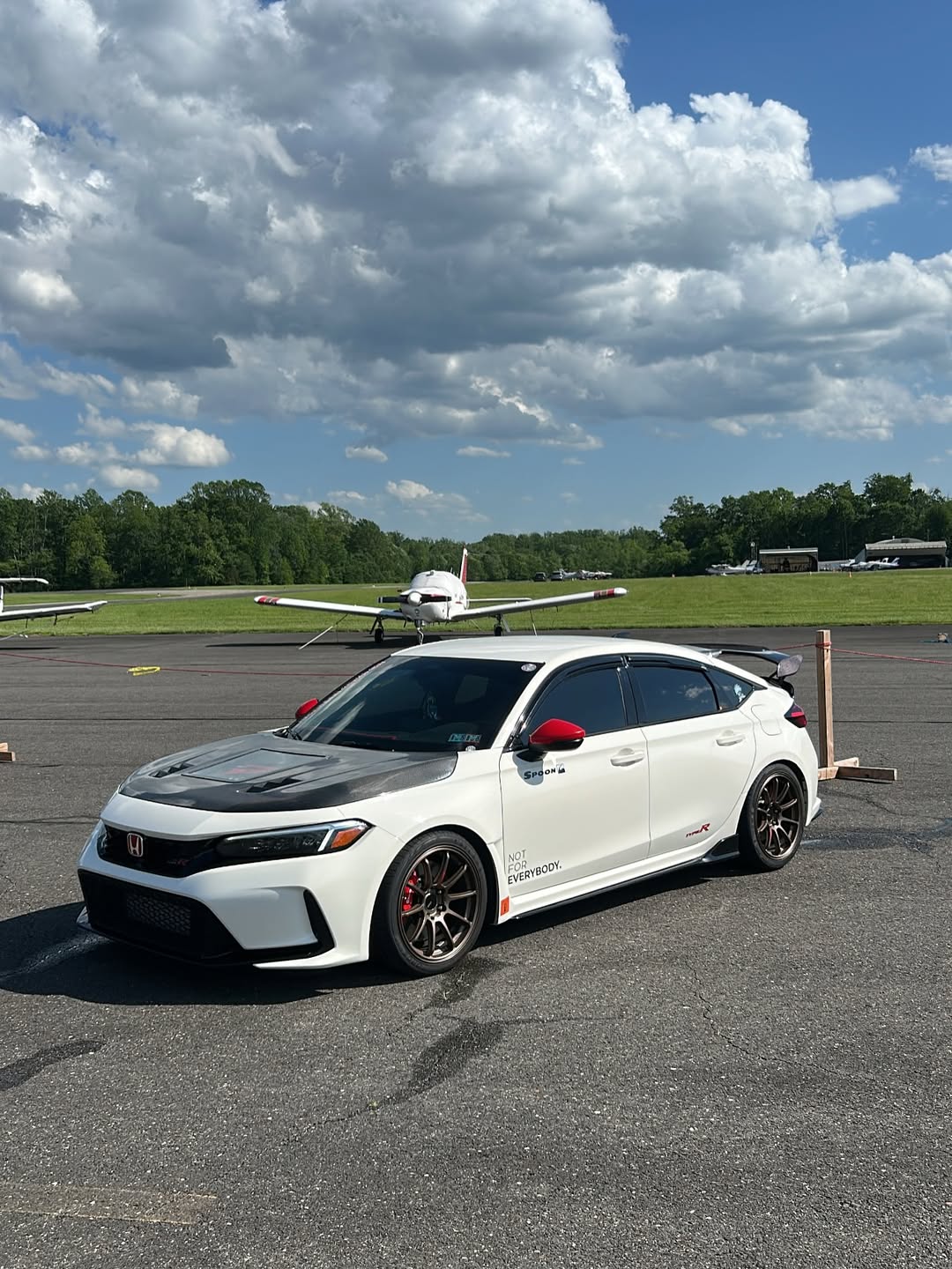 Honda Civic Type-R FL5 2023 2024 with Aftermarket Parts - V2 Clearview Glass Hood Bonnet Carbon Fiber / FRP from CMST Tuning