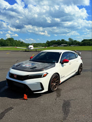 Honda Civic Type-R FL5 2023 2024 with Aftermarket Parts - V2 Clearview Glass Hood Bonnet Carbon Fiber / FRP from CMST Tuning