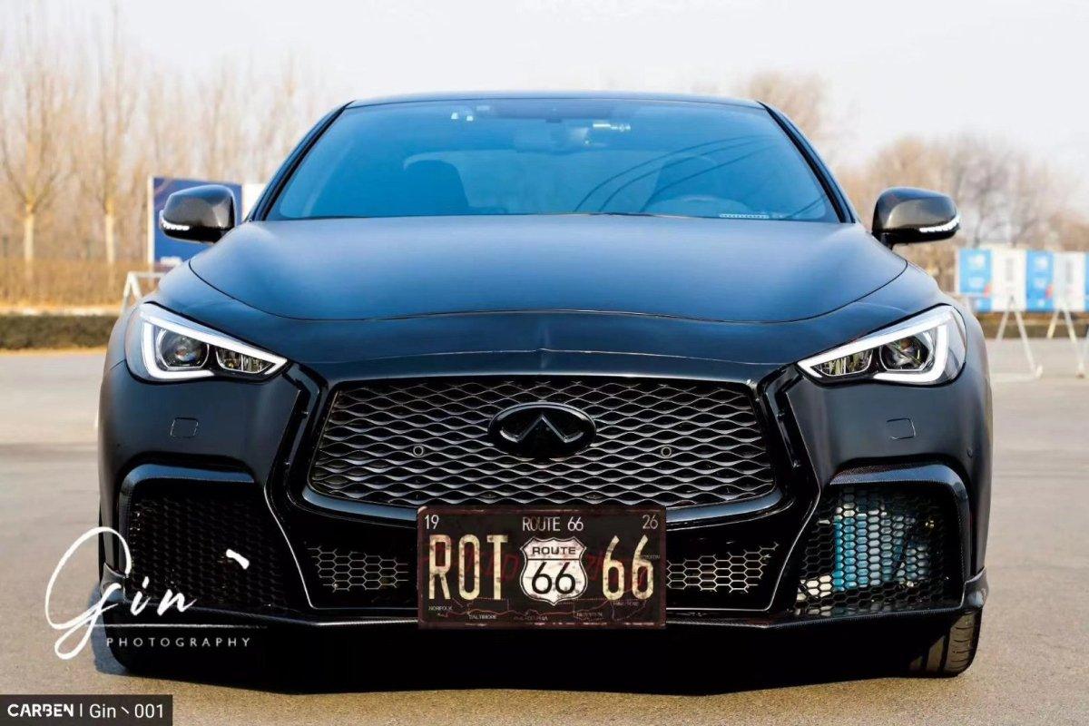 Infiniti Q50 Red Sport 400 Luxe Sensory Signature Premium Pure 2014 2015 2016 2017 2018 2019 2020 2021 2022 2023 2024 & Q60 Red Sport 400 Premium Luxe Sport Pure 2017 2018 2019 2020 2021 2022 with Aftermarket Parts - Front Lip Carbon Fiber / FRP from CMST Tuning