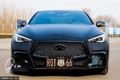 Infiniti Q50 Red Sport 400 Luxe Sensory Signature Premium Pure 2014 2015 2016 2017 2018 2019 2020 2021 2022 2023 2024 & Q60 Red Sport 400 Premium Luxe Sport Pure 2017 2018 2019 2020 2021 2022 with Aftermarket Parts - Front Lip Carbon Fiber / FRP from CMST Tuning