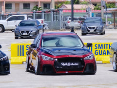 Infiniti Q60 Red Sport 400 Premium Luxe Sport Pure 2017 2018 2019 2020 2021 2022 with Aftermarket Parts - Project Black S Concept Front Bumper & Lip Carbon Fiber / FRP from CMST Tuning