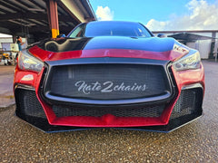 Infiniti Q60 Red Sport 400 Premium Luxe Sport Pure 2017 2018 2019 2020 2021 2022 with Aftermarket Parts - Project Black S Concept Front Bumper & Lip Carbon Fiber / FRP from CMST Tuning