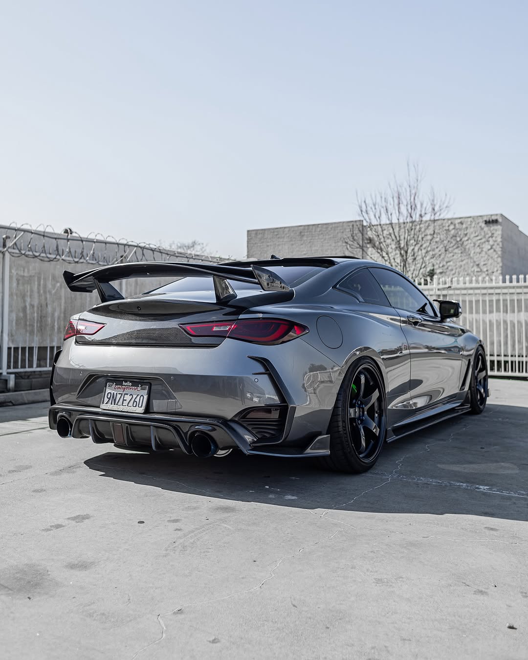 Infiniti Q60 Red Sport 400 Premium Luxe Sport Pure 2017 2018 2019 2020 2021 2022 with Aftermarket Parts - Project Black S Concept Rear Spoiler Wing Carbon Fiber / FRP from CMST Tuning