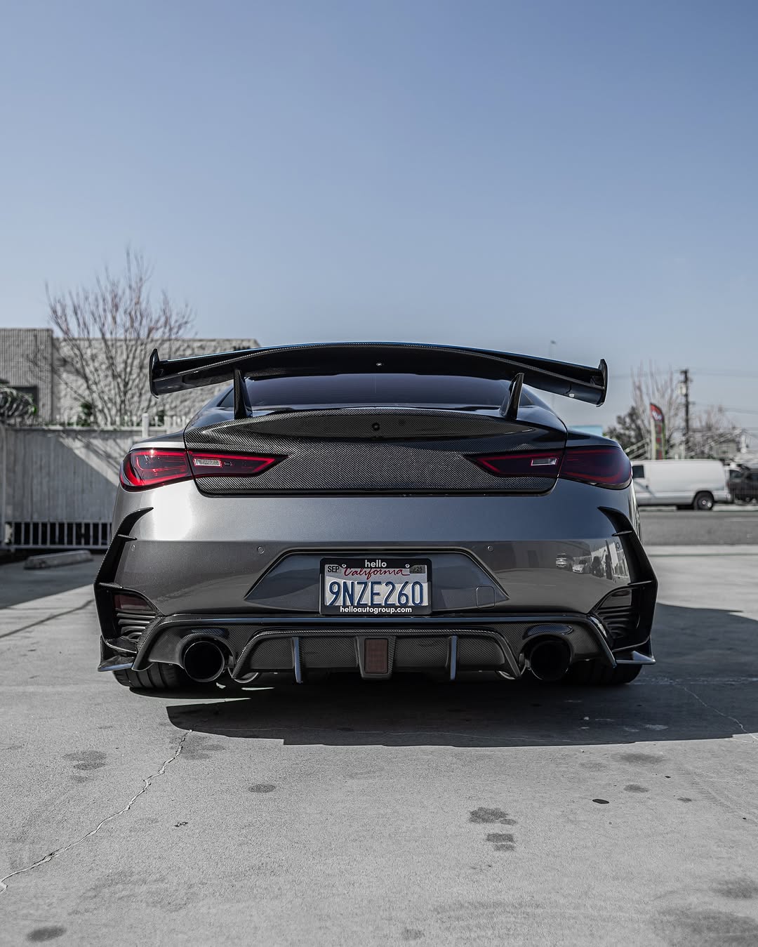 Infiniti Q60 Red Sport 400 Premium Luxe Sport Pure 2017 2018 2019 2020 2021 2022 with Aftermarket Parts - Project Black S Concept Rear Spoiler Wing Carbon Fiber / FRP from CMST Tuning
