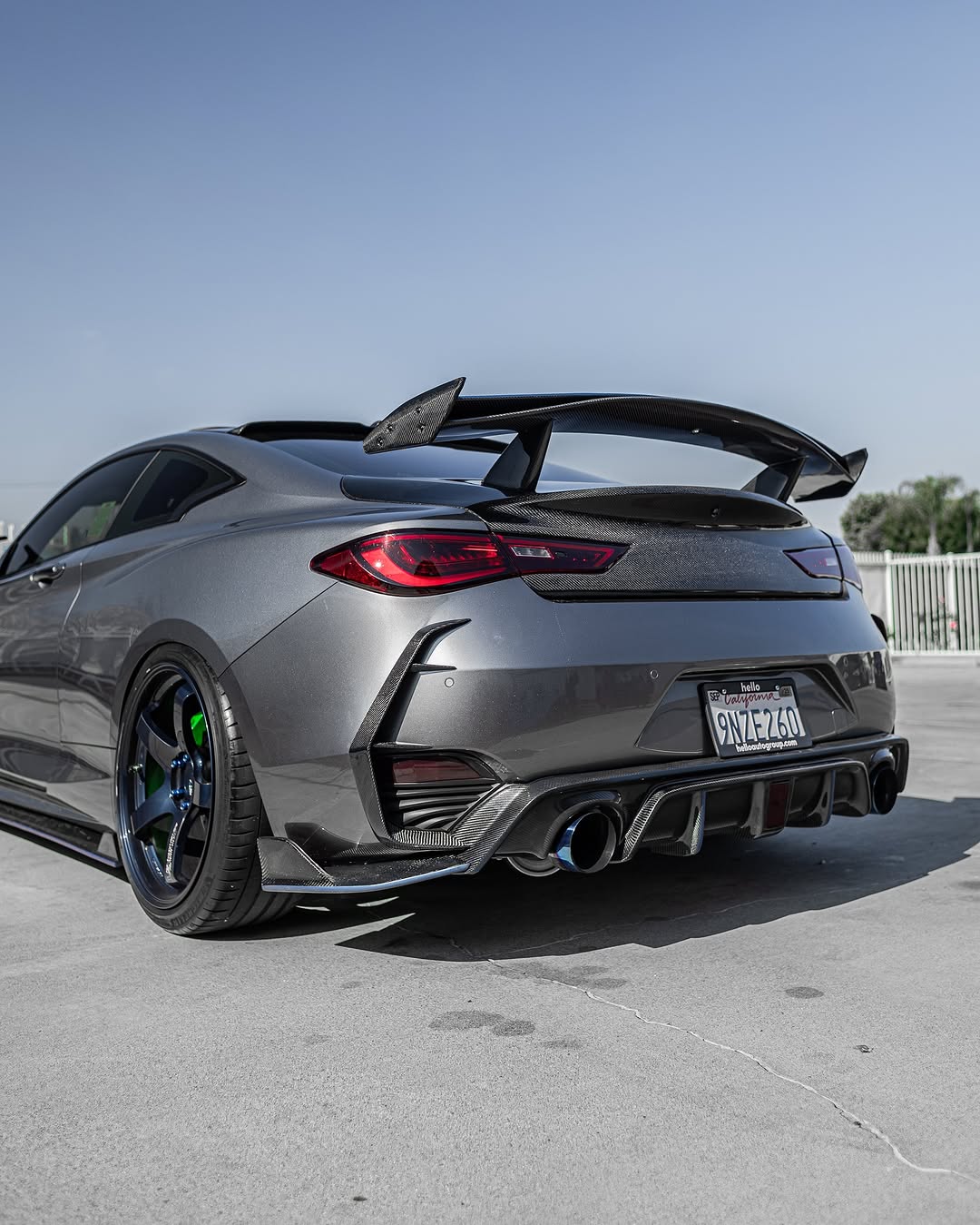 Infiniti Q60 Red Sport 400 Premium Luxe Sport Pure 2017 2018 2019 2020 2021 2022 with Aftermarket Parts - Project Black S Concept Rear Spoiler Wing Carbon Fiber / FRP from CMST Tuning