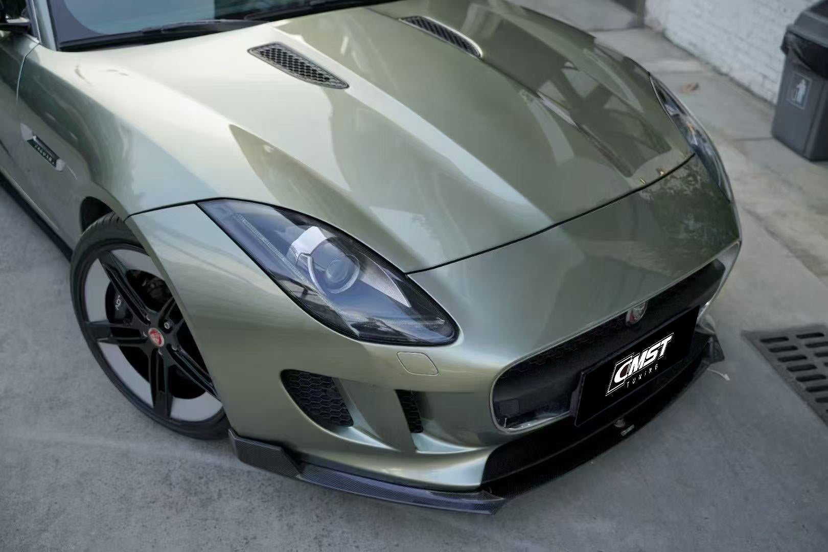 Jaguar F-Type SVR R S Base  2014 2015 2016 2017 2018 2019 2020 with Aftermarket Parts - Front Lip Splitter Carbon Fiber / FRP from CMST Tuning
