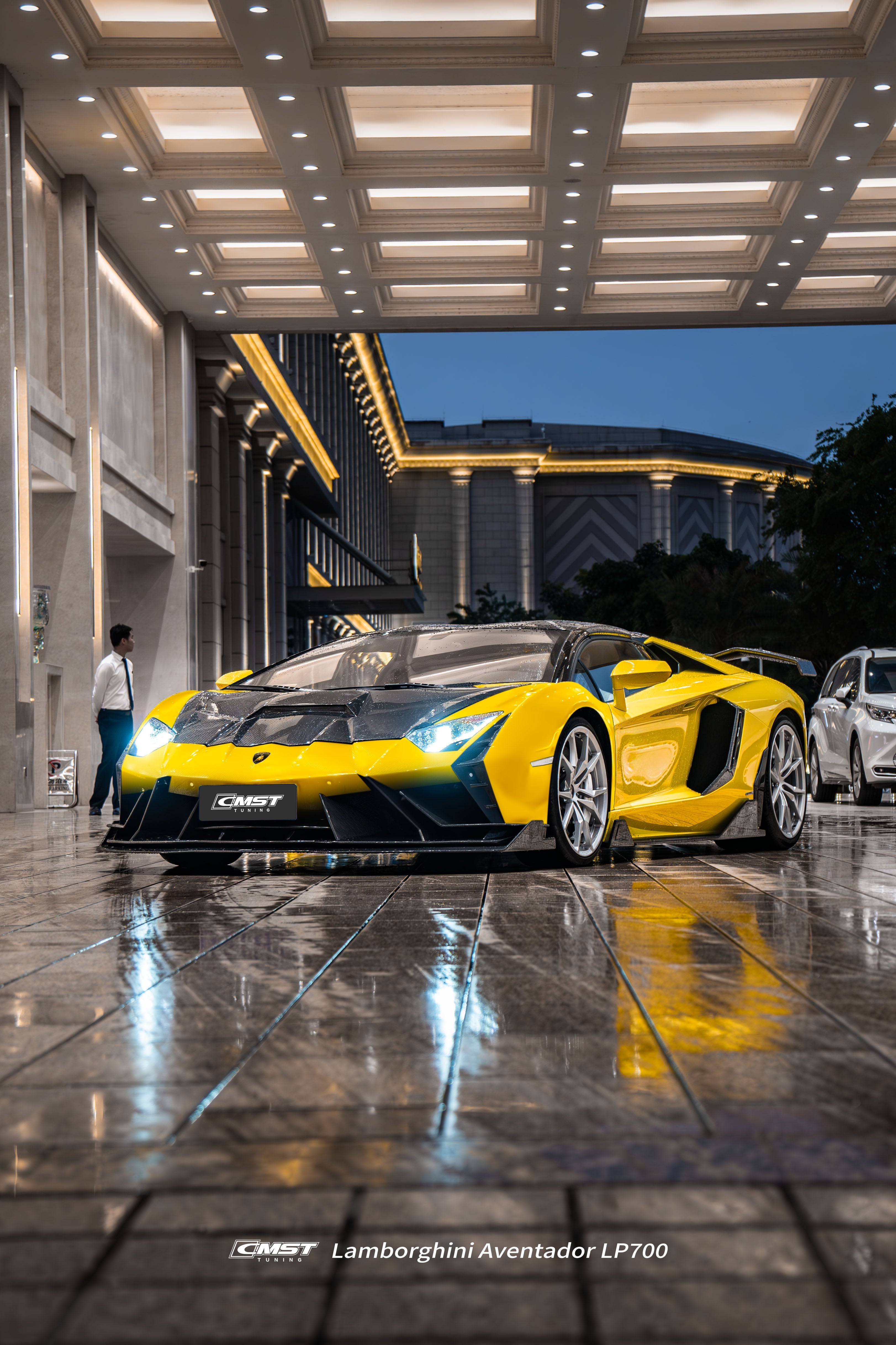 Lamborghini Aventador Base LP700 LP720 S LP740 SV LP750 Ultimate LP780 SVJ LP770 2012 2013 2014 2015 2016 2017 2018 2019 2020 2021 2022 2023 with Aftermarket Parts - Front Lip Carbon Fiber / FRP from CMST Tuning