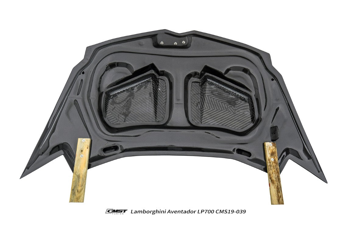 Lamborghini Aventador Base LP700 LP720 S LP740 SV LP750 Ultimate LP780 SVJ LP770 2012 2013 2014 2015 2016 2017 2018 2019 2020 2021 2022 2023 with Aftermarket Parts - V2 Hood Carbon Fiber / FRP from CMST Tuning