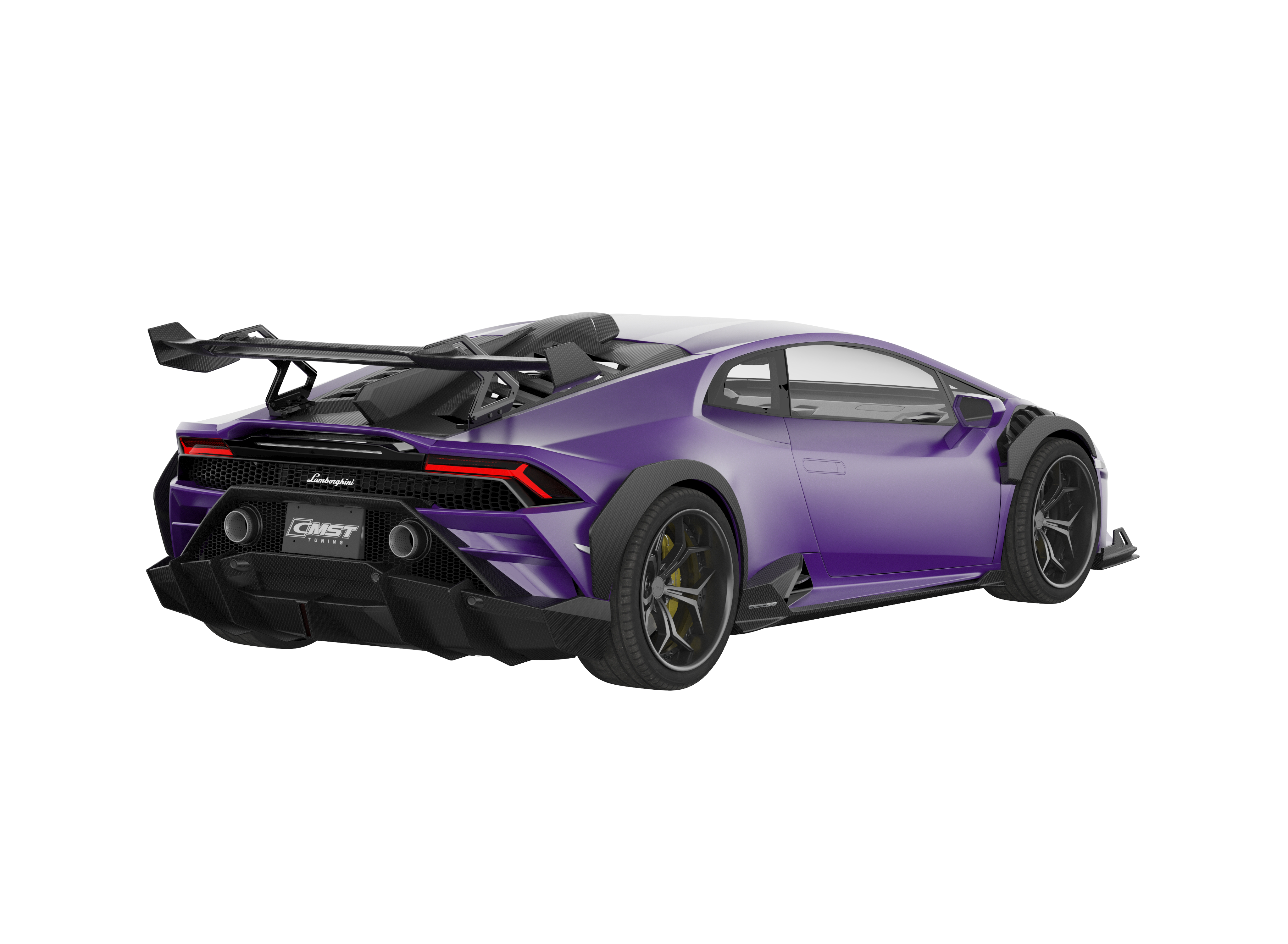 Lamborghini Huracan LP580 LP610 Evo RWD AWD Tecnica Performante 2015 2016 2017 2018 2019 2020 2021 2022 2023 2024 with Aftermarket Parts - Rear Bumper & Rear Diffuser Pre-preg Carbon Fiber / FRP from CMST Tuning
