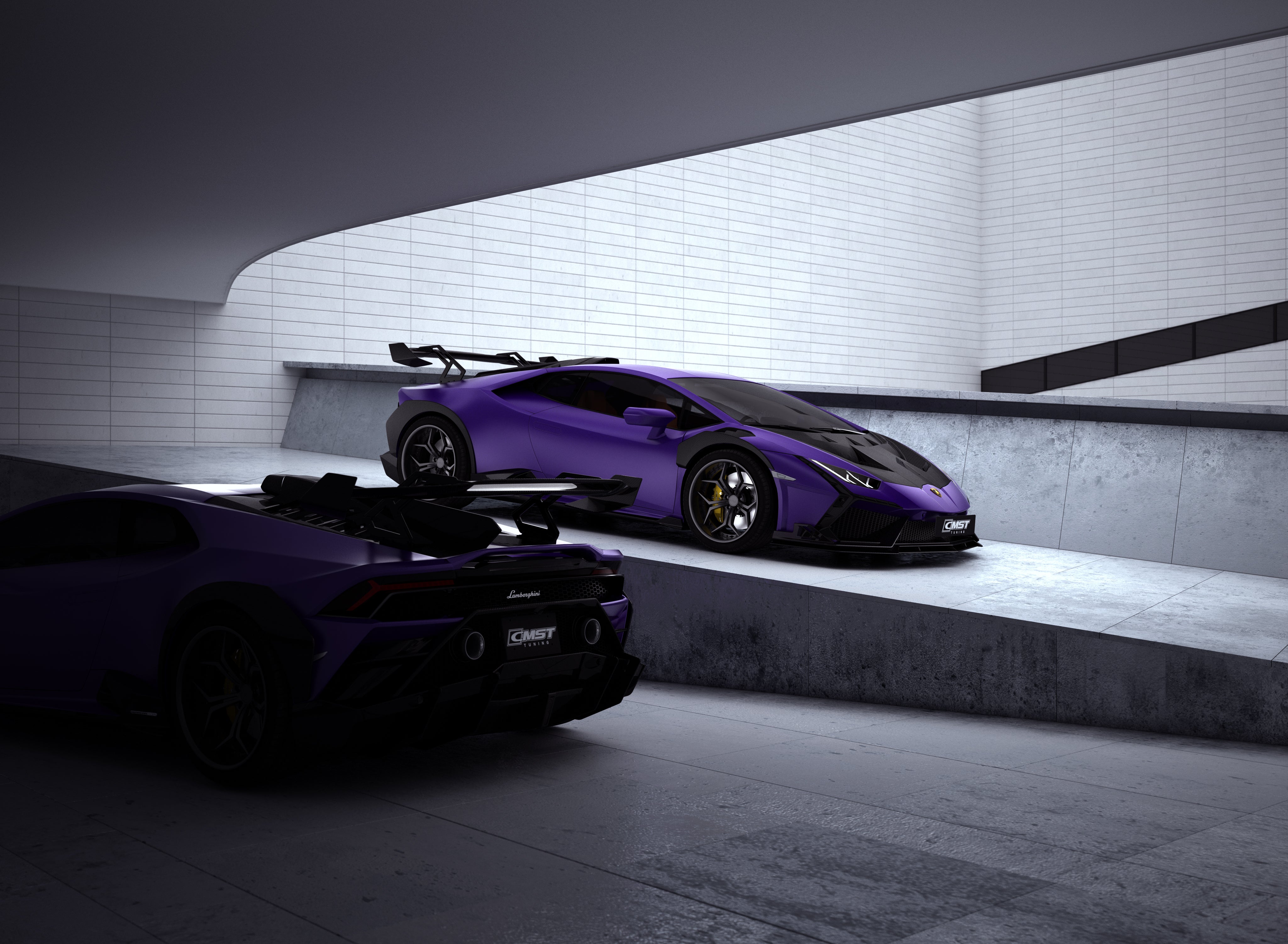 Lamborghini Huracan LP580 LP610 Evo RWD AWD Tecnica Performante 2015 2016 2017 2018 2019 2020 2021 2022 2023 2024 with Aftermarket Parts - Widebody Front Wheel Arches & Widebody Rear Quarter Panel Flares Pre-preg Carbon Fiber / FRP from CMST Tuning