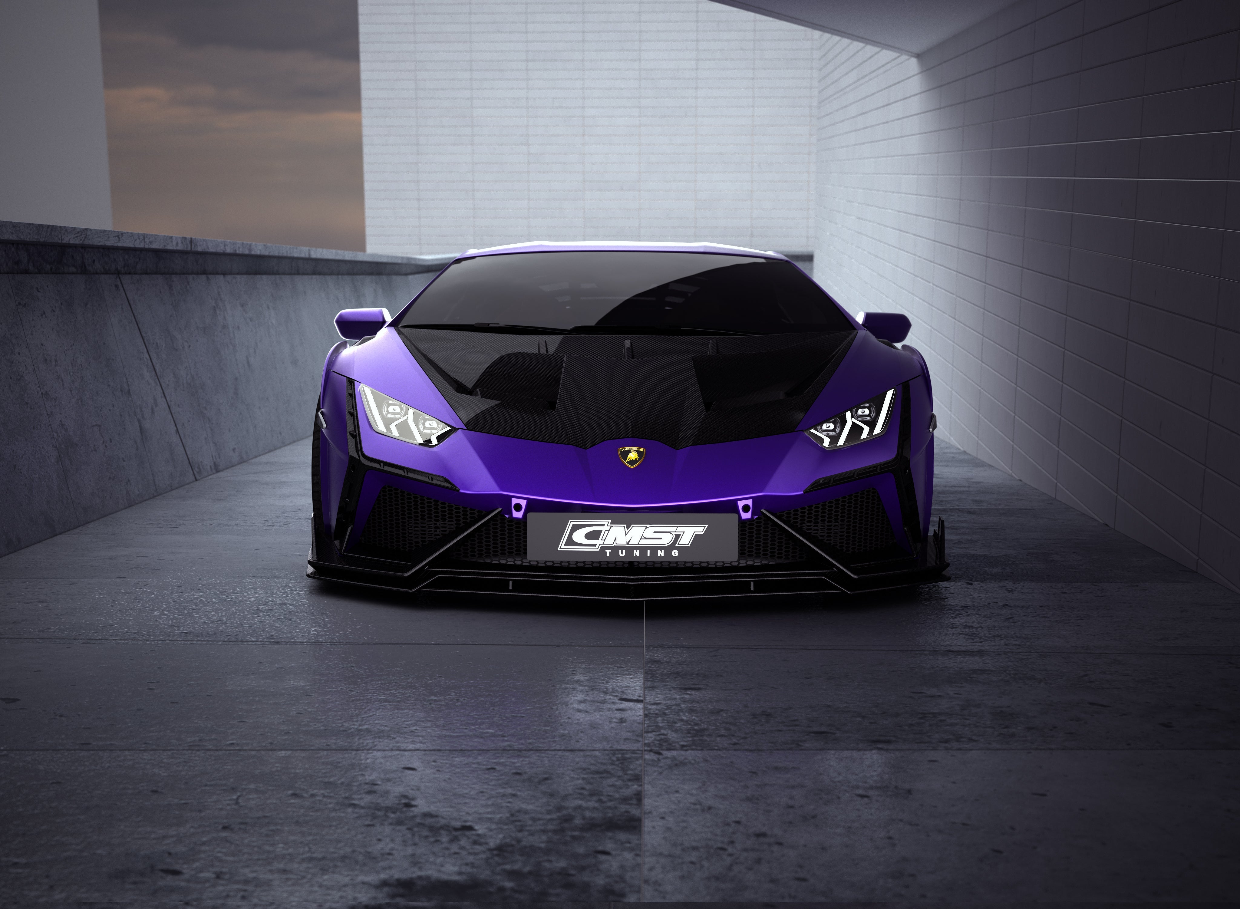 Lamborghini Huracan LP580 LP610 Evo RWD AWD Tecnica Performante 2015 2016 2017 2018 2019 2020 2021 2022 2023 2024 with Aftermarket Parts - Front Bumper & Front Lip Pre-preg Carbon Fiber / FRP from CMST Tuning