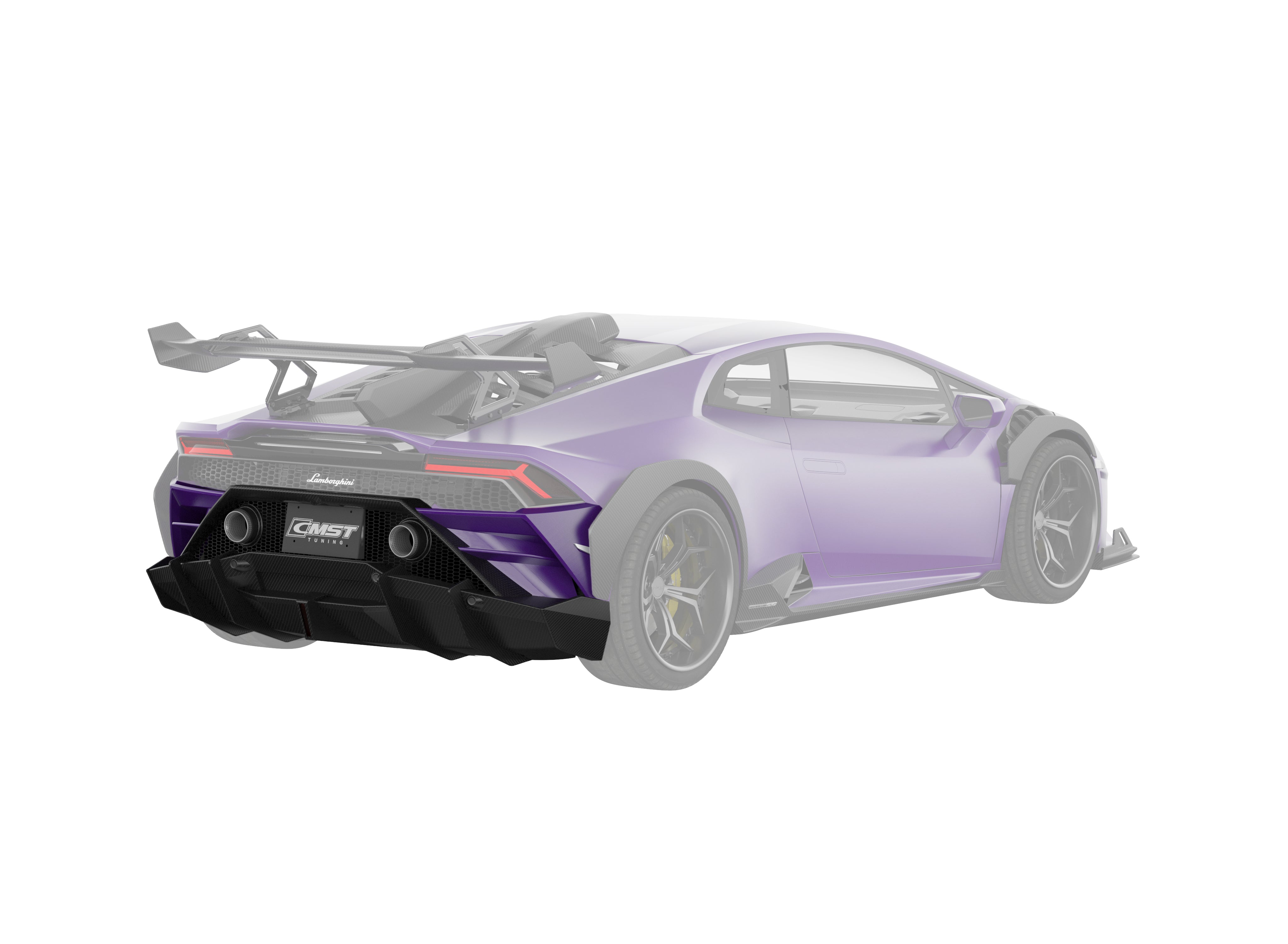 Lamborghini Huracan LP580 LP610 Evo RWD AWD Tecnica Performante 2015 2016 2017 2018 2019 2020 2021 2022 2023 2024 with Aftermarket Parts - Rear Bumper & Rear Diffuser Pre-preg Carbon Fiber / FRP from CMST Tuning