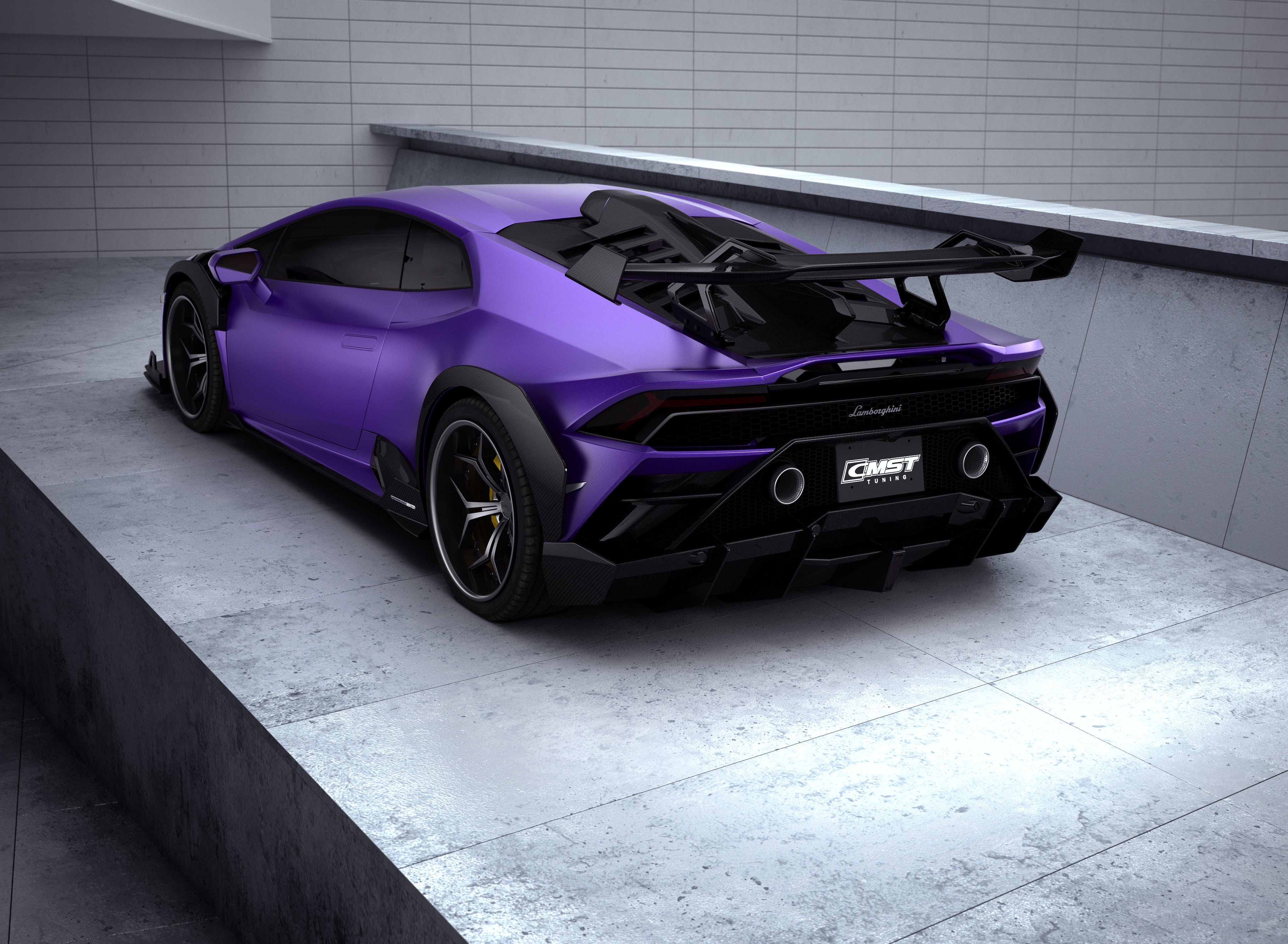 Lamborghini Huracan LP580 LP610 Evo RWD AWD Tecnica Performante 2015 2016 2017 2018 2019 2020 2021 2022 2023 2024 with Aftermarket Parts - Widebody Front Wheel Arches & Widebody Rear Quarter Panel Flares Pre-preg Carbon Fiber / FRP from CMST Tuning