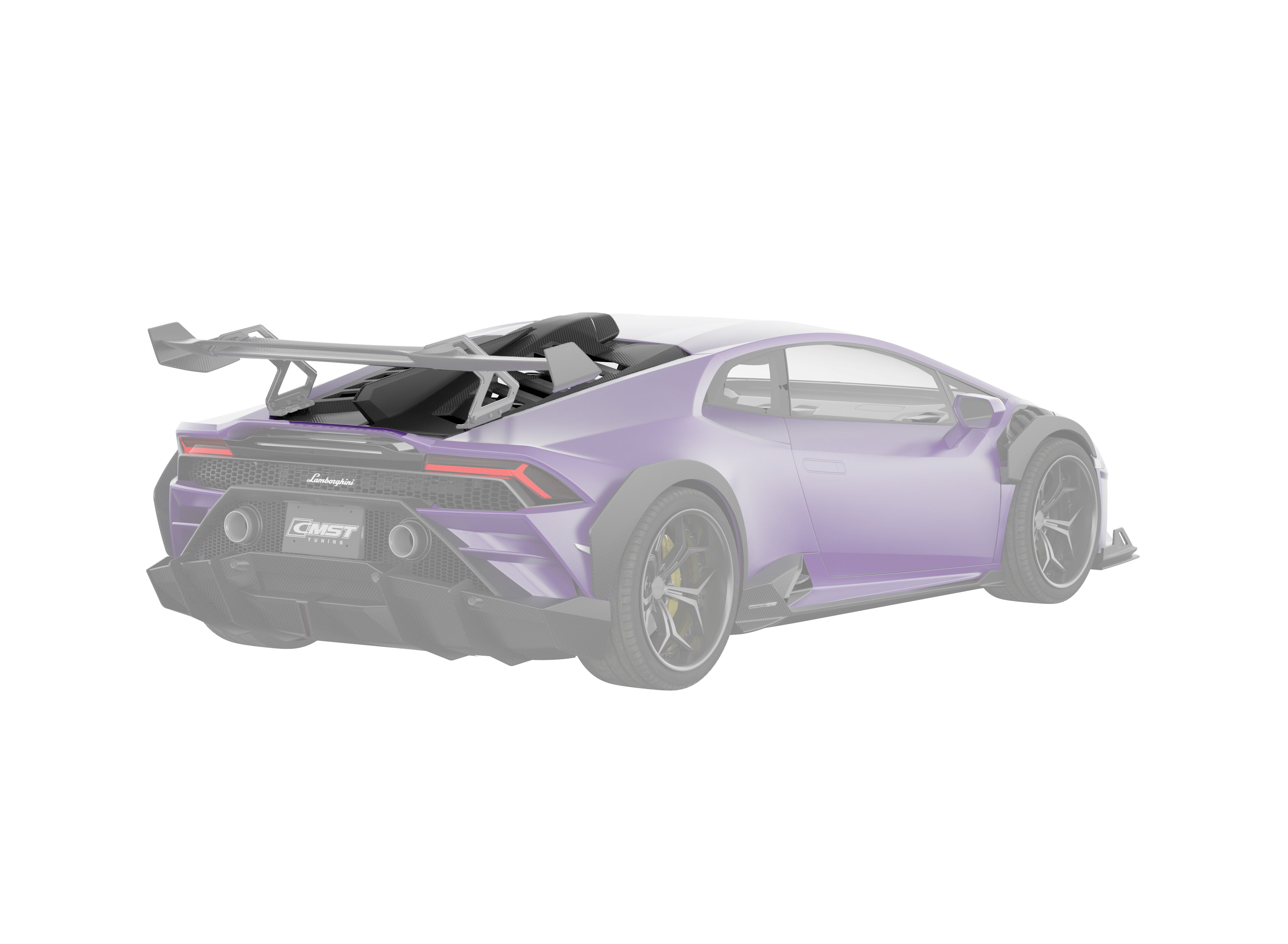 Lamborghini Huracan LP580 LP610 Evo RWD AWD Tecnica Performante 2015 2016 2017 2018 2019 2020 2021 2022 2023 2024 with Aftermarket Parts - Rear Wing & Rear Engine Trunk Deck Lid Pre-preg Carbon Fiber / FRP from CMST Tuning