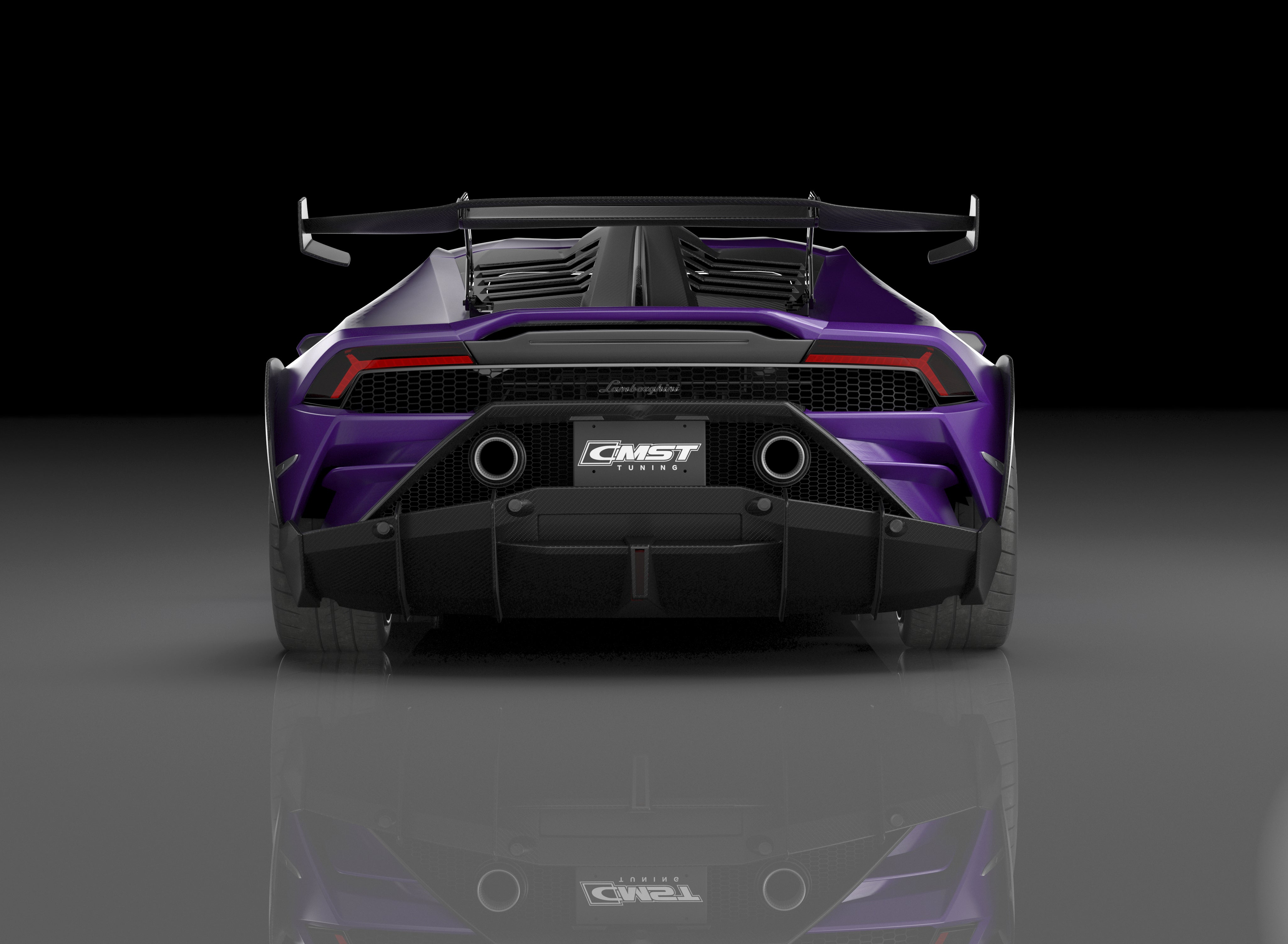 Lamborghini Huracan LP580 LP610 Evo RWD AWD Tecnica Performante 2015 2016 2017 2018 2019 2020 2021 2022 2023 2024 with Aftermarket Parts - Rear Wing & Rear Engine Trunk Deck Lid Pre-preg Carbon Fiber / FRP from CMST Tuning