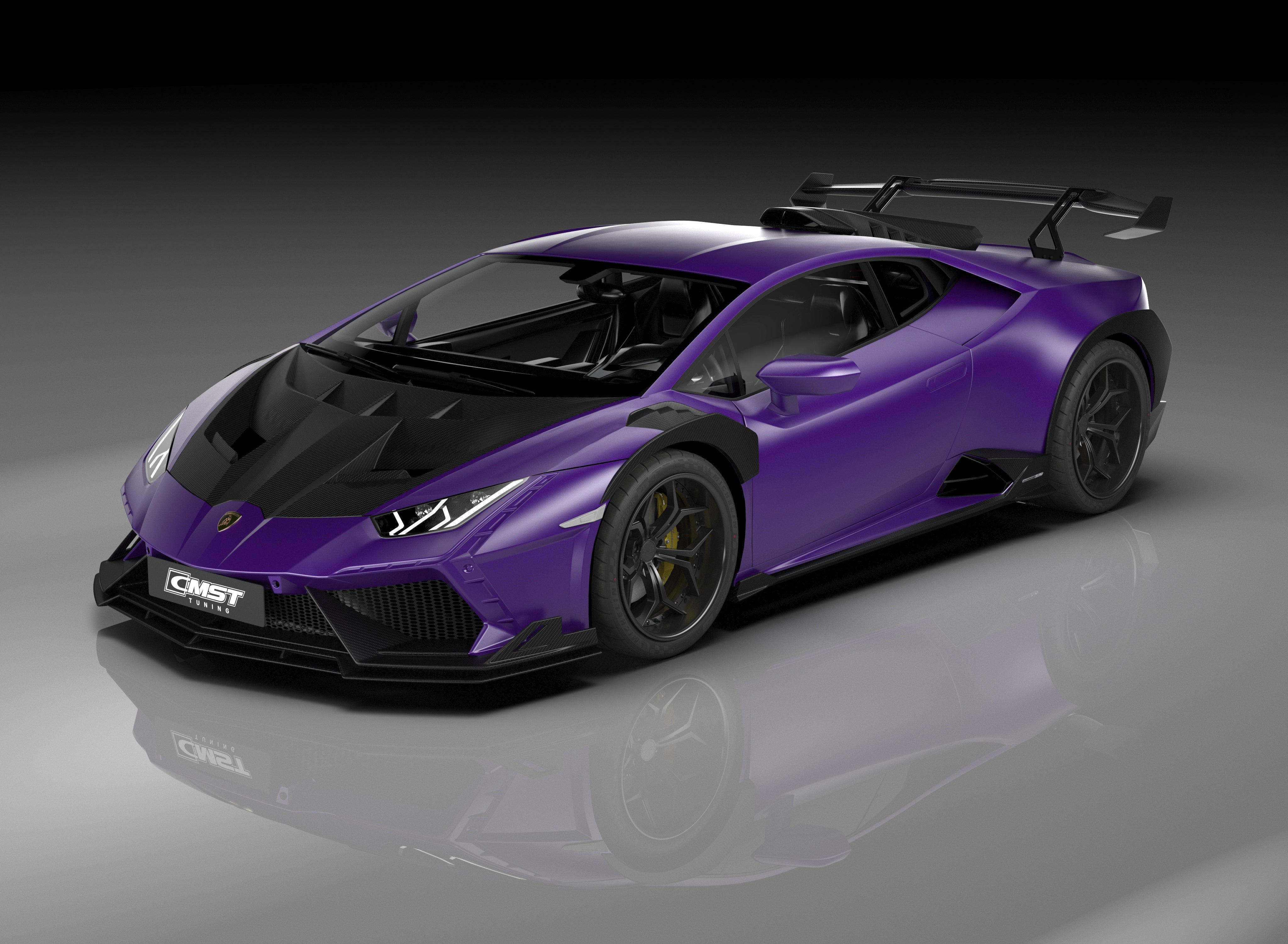 Lamborghini Huracan LP580 LP610 Evo RWD AWD Tecnica Performante 2015 2016 2017 2018 2019 2020 2021 2022 2023 2024 with Aftermarket Parts - Side Skirts Pre-preg Carbon Fiber / FRP from CMST Tuning
