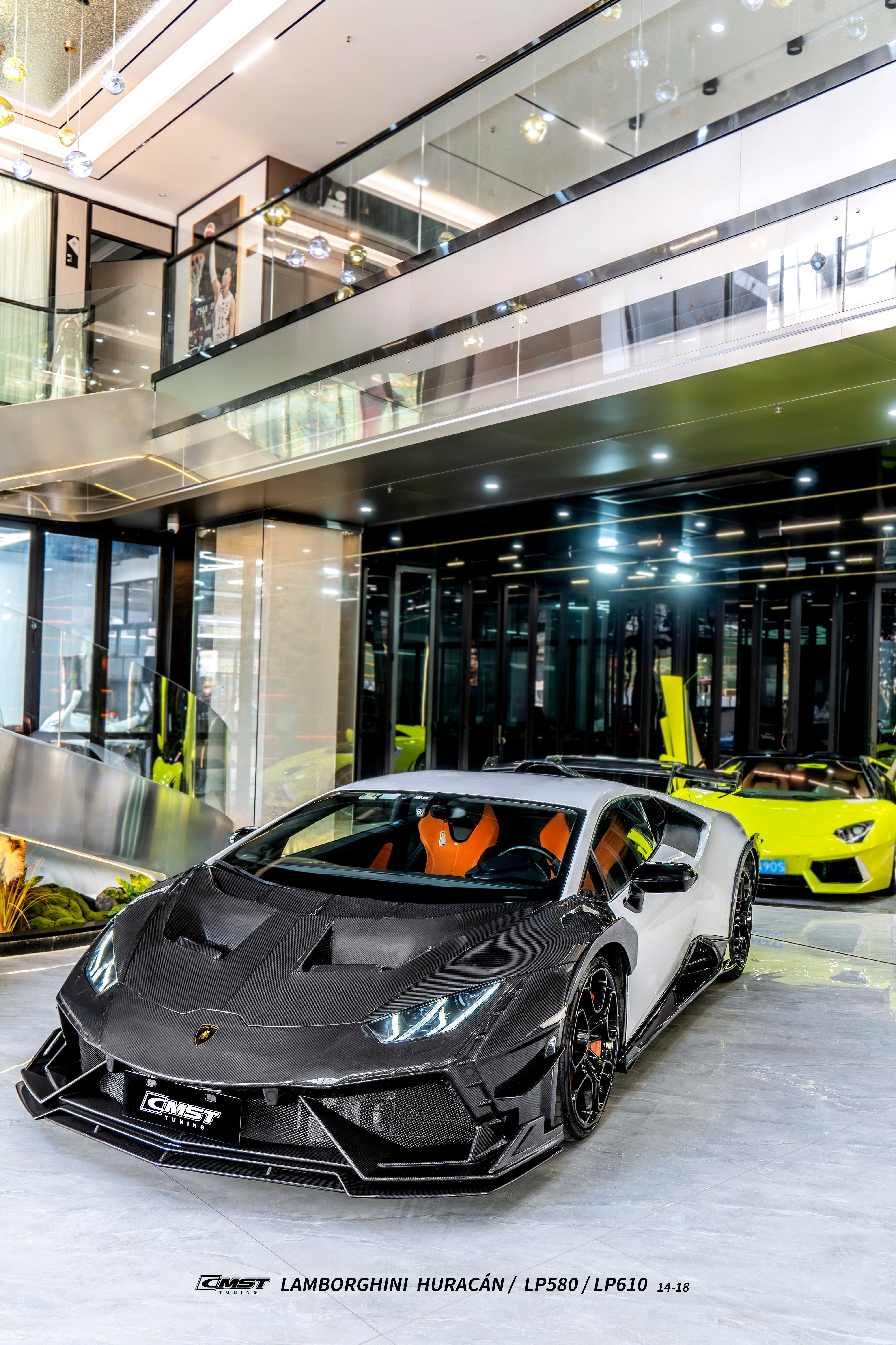 Lamborghini Huracan LP580 LP610 Evo RWD AWD Tecnica Performante 2015 2016 2017 2018 2019 2020 2021 2022 2023 2024 with Aftermarket Parts - Front Canards Pre-preg Carbon Fiber / FRP from CMST Tuning