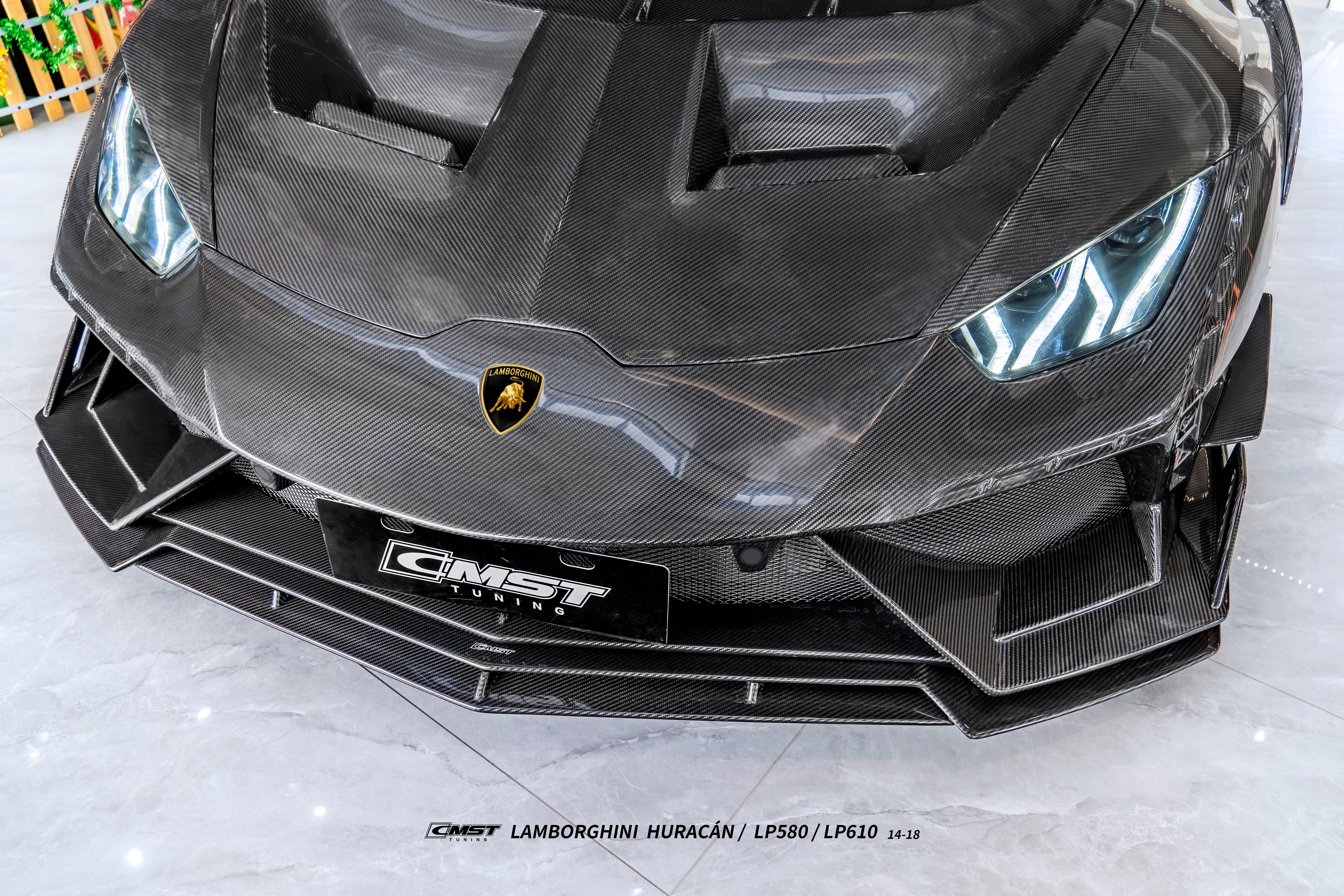 Lamborghini Huracan LP580 LP610 Evo RWD AWD Tecnica Performante 2015 2016 2017 2018 2019 2020 2021 2022 2023 2024 with Aftermarket Parts - Hood Pre-preg Carbon Fiber / FRP from CMST Tuning