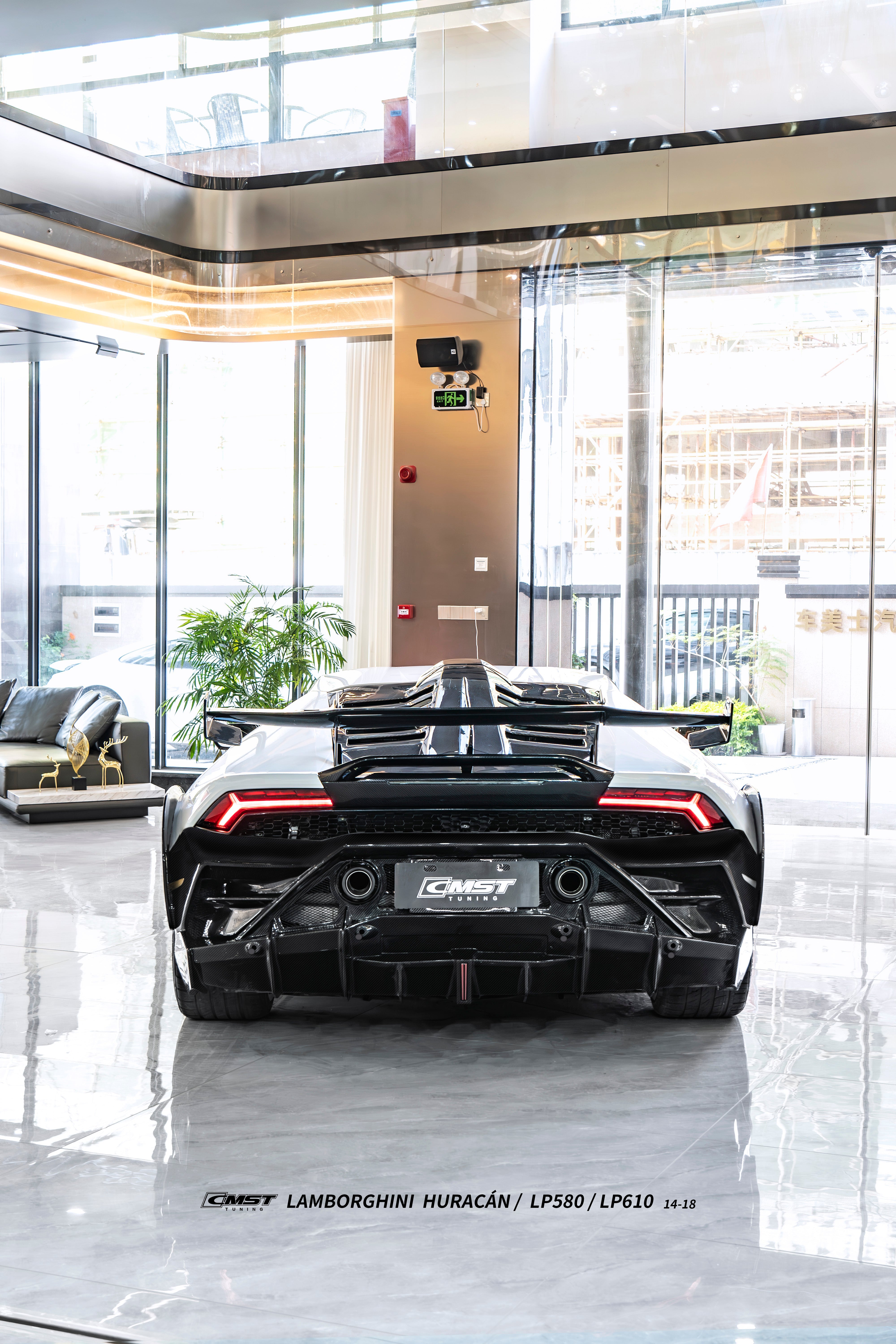 Lamborghini Huracan LP580 LP610 Evo RWD AWD Tecnica Performante 2015 2016 2017 2018 2019 2020 2021 2022 2023 2024 with Aftermarket Parts - Rear Bumper & Rear Diffuser Pre-preg Carbon Fiber / FRP from CMST Tuning