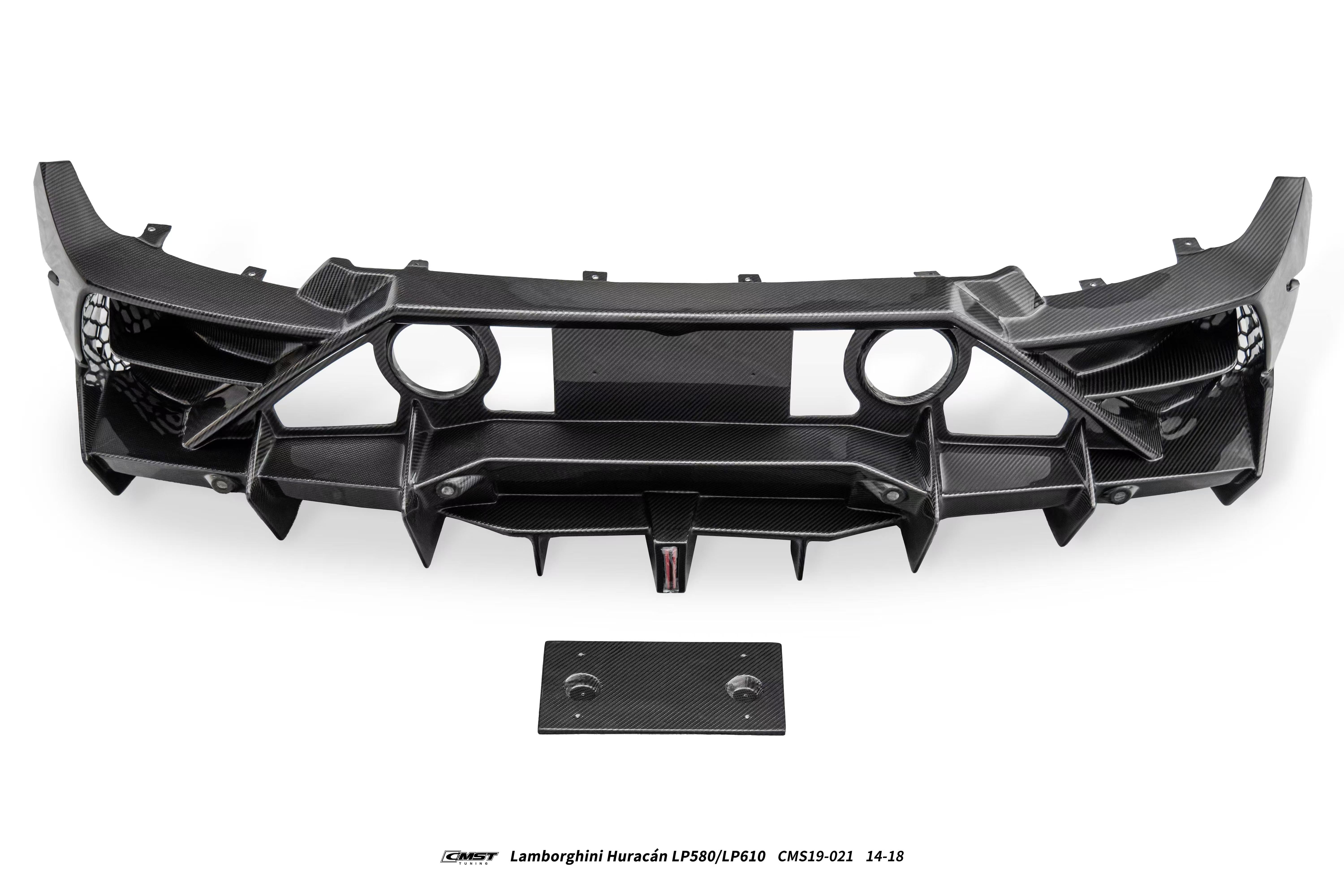 Lamborghini Huracan LP580 LP610 Evo RWD AWD Tecnica Performante 2015 2016 2017 2018 2019 2020 2021 2022 2023 2024 with Aftermarket Parts - Rear Bumper & Rear Diffuser Pre-preg Carbon Fiber / FRP from CMST Tuning