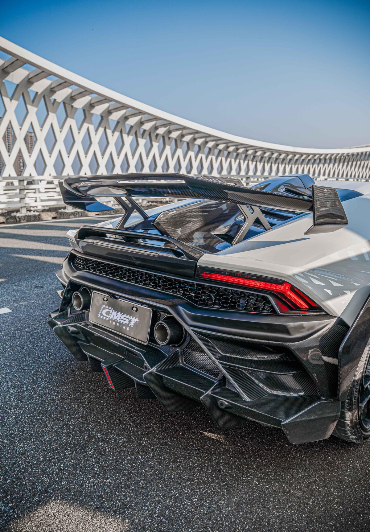 Lamborghini Huracan LP580 LP610 Evo RWD AWD Tecnica Performante 2015 2016 2017 2018 2019 2020 2021 2022 2023 2024 with Aftermarket Parts - Rear Bumper & Rear Diffuser Pre-preg Carbon Fiber / FRP from CMST Tuning