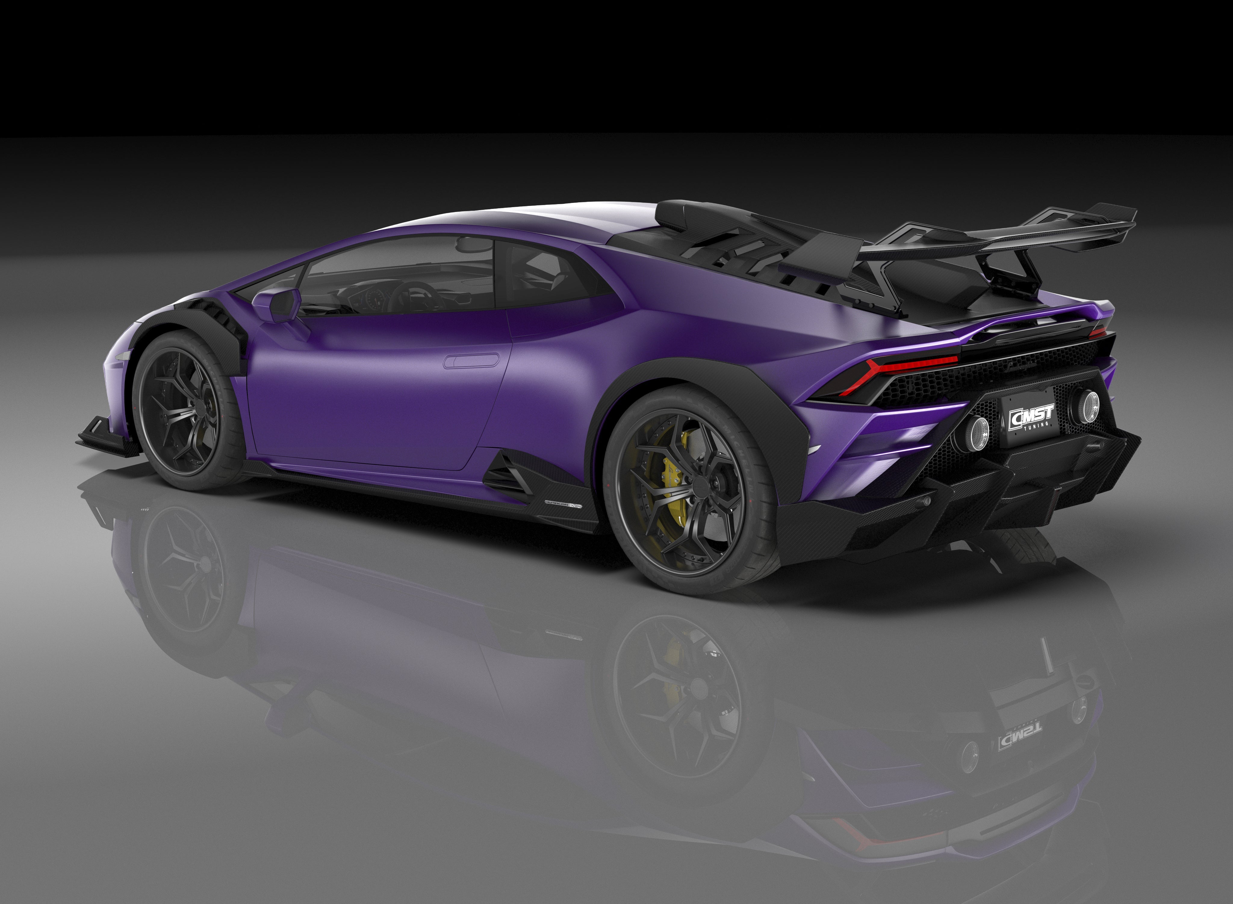 Lamborghini Huracan LP580 LP610 Evo RWD AWD Tecnica Performante 2015 2016 2017 2018 2019 2020 2021 2022 2023 2024 with Aftermarket Parts - Rear Bumper & Rear Diffuser Pre-preg Carbon Fiber / FRP from CMST Tuning