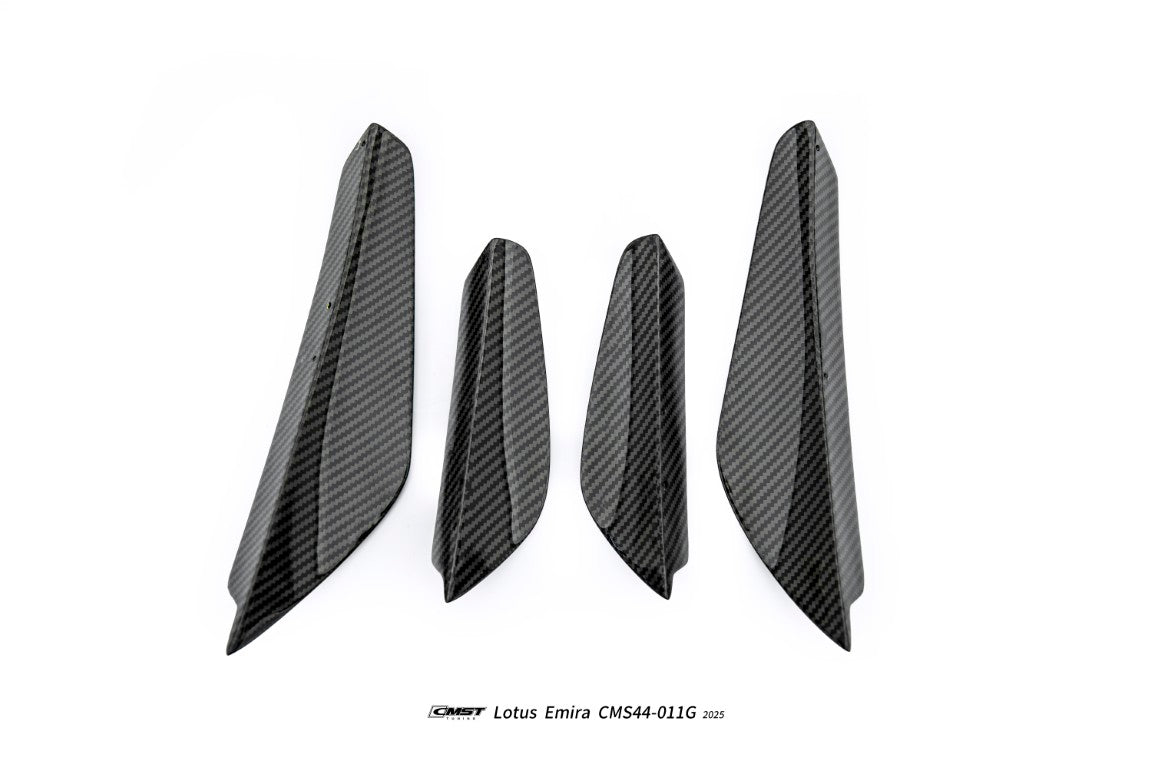 Lotus Emira 3.6 V6 2.0 Four-cylinder 2022-ON with Aftermarket Parts - Front Corner Canards Dry Pre-preg Carbon Fiber / FRP
