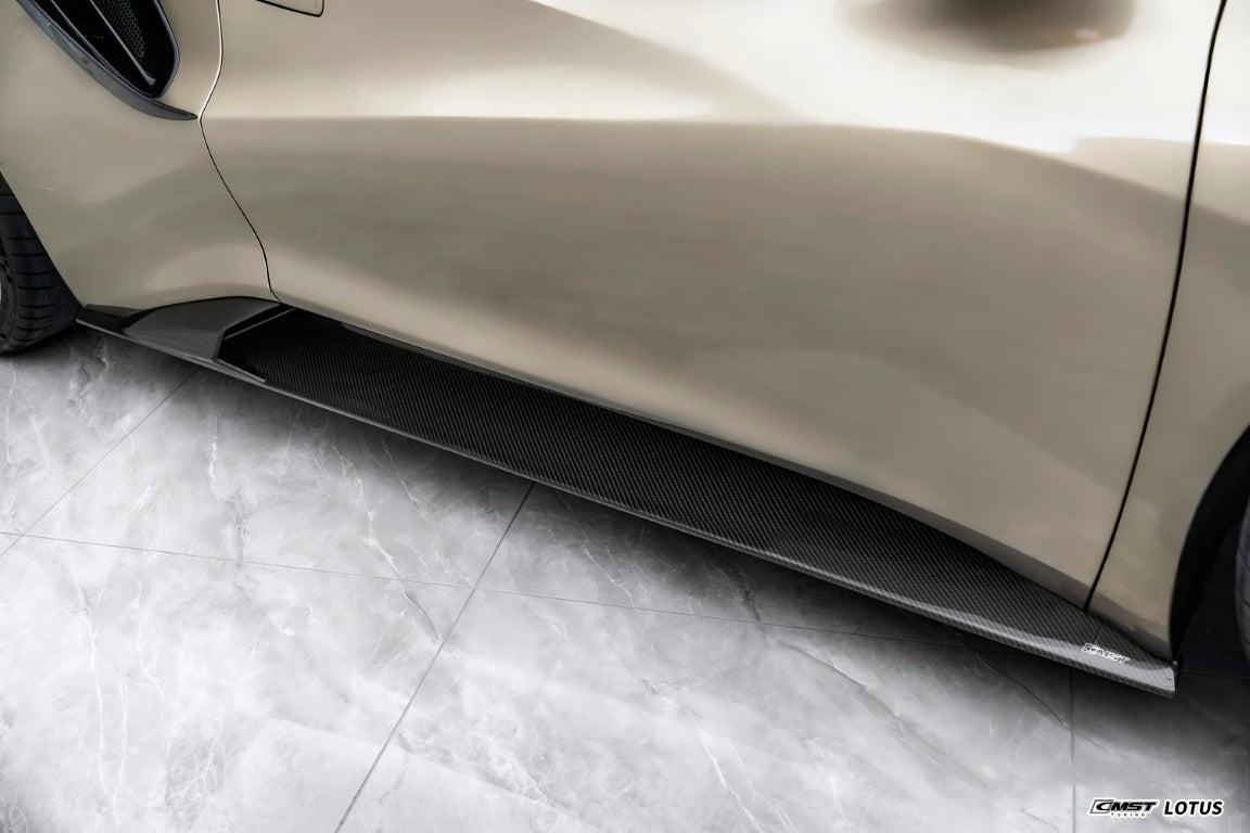 Lotus Emira 3.6 V6 2.0 Four-cylinder 2022-ON with Aftermarket Parts - Side Skirts Dry Pre-preg Carbon Fiber / FRP