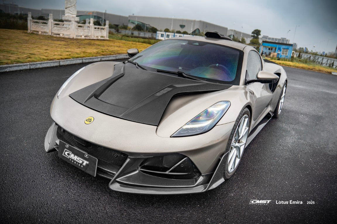 Lotus Emira 3.6 V6 2.0 Four-cylinder 2022-ON with Aftermarket Parts - V2 Front Lip Dry Pre-preg Carbon Fiber / FRP