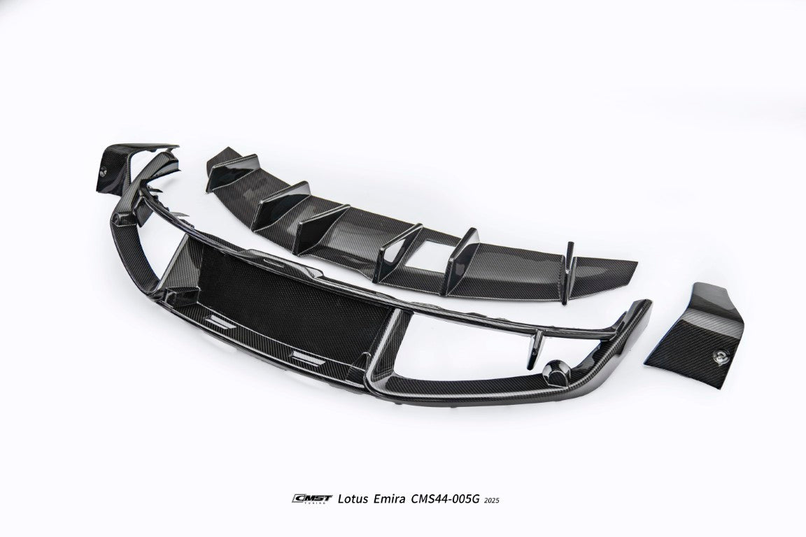 Lotus Emira 3.6 V6 2.0 Four-cylinder 2022-ON with Aftermarket Parts - V2 Rear Diffuser Dry Pre-preg Carbon Fiber / FRP